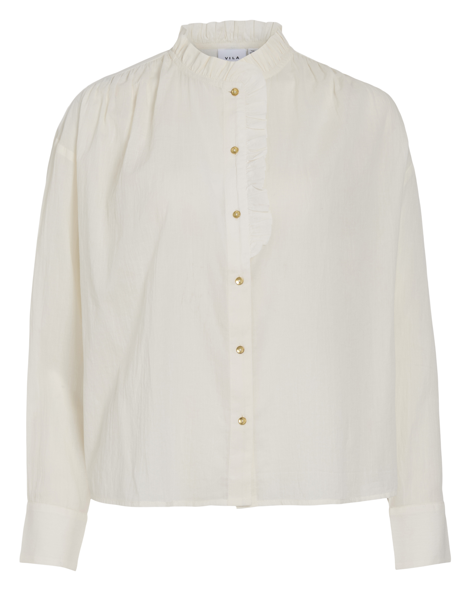 Straight shirt with high collar in organic cotton VILA Beige