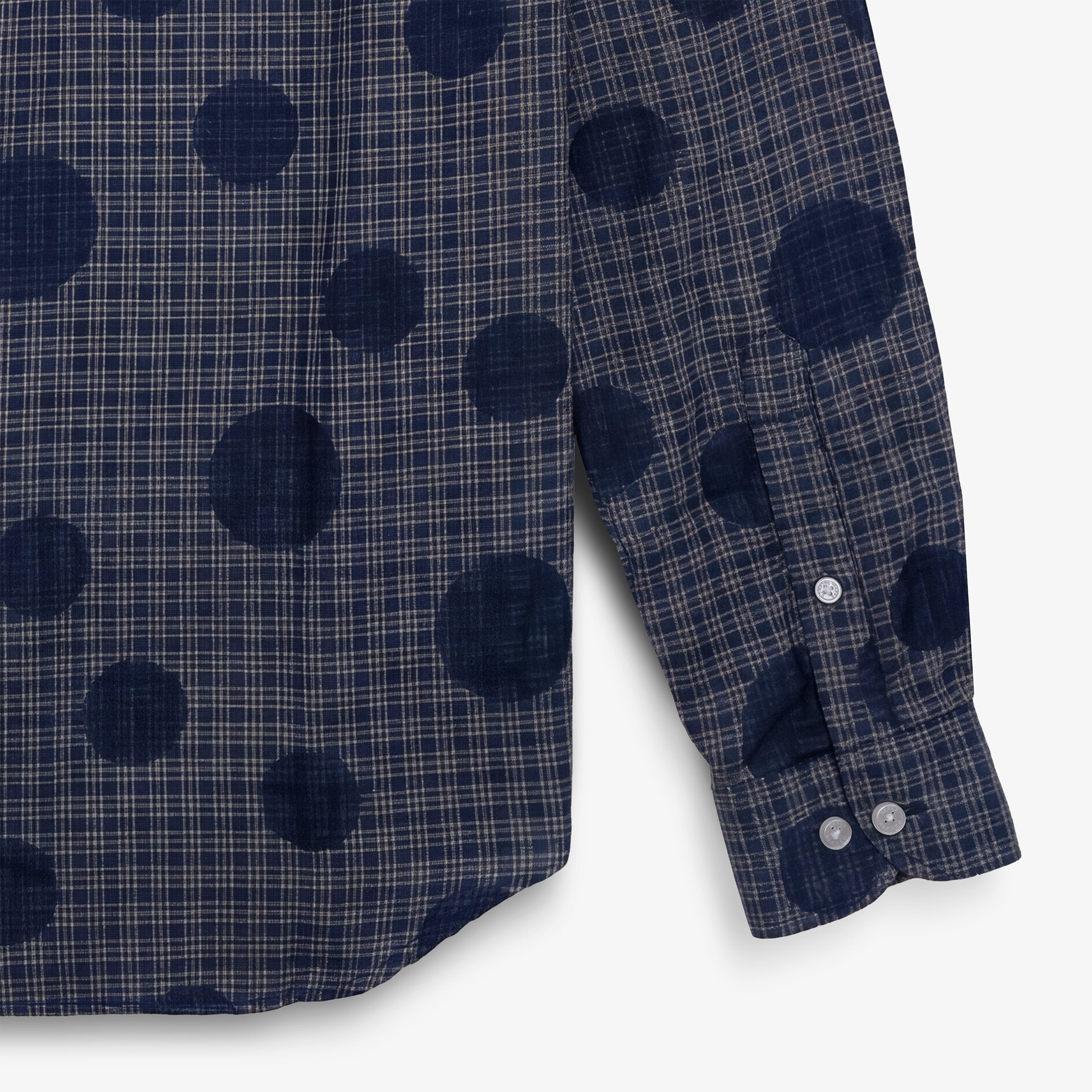 Blue checkered and polka dot long-sleeve shirt SERGE BLANCO Blue