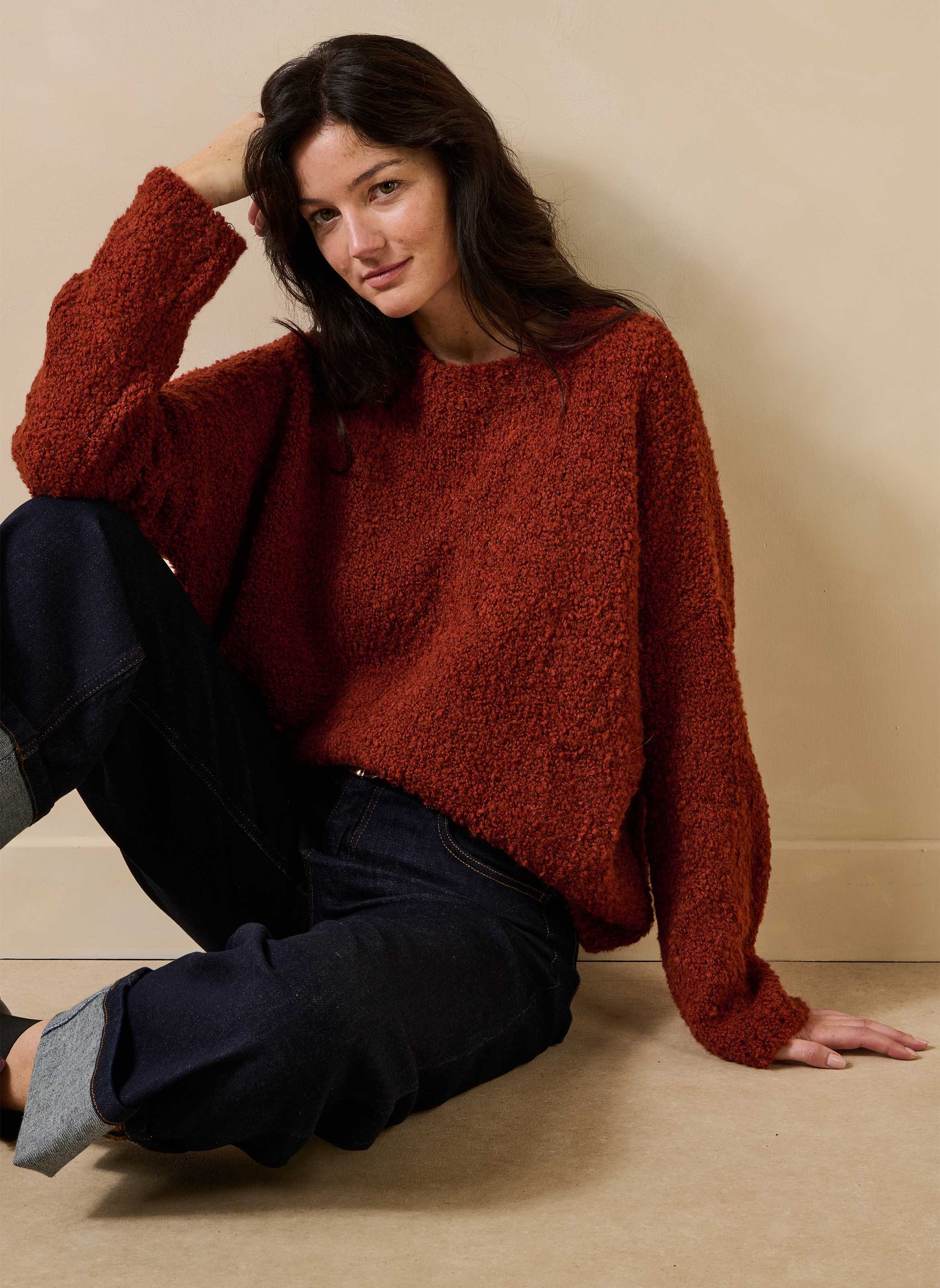 Pull oversize en laine mélangé LA FEE MARABOUTEE Marron