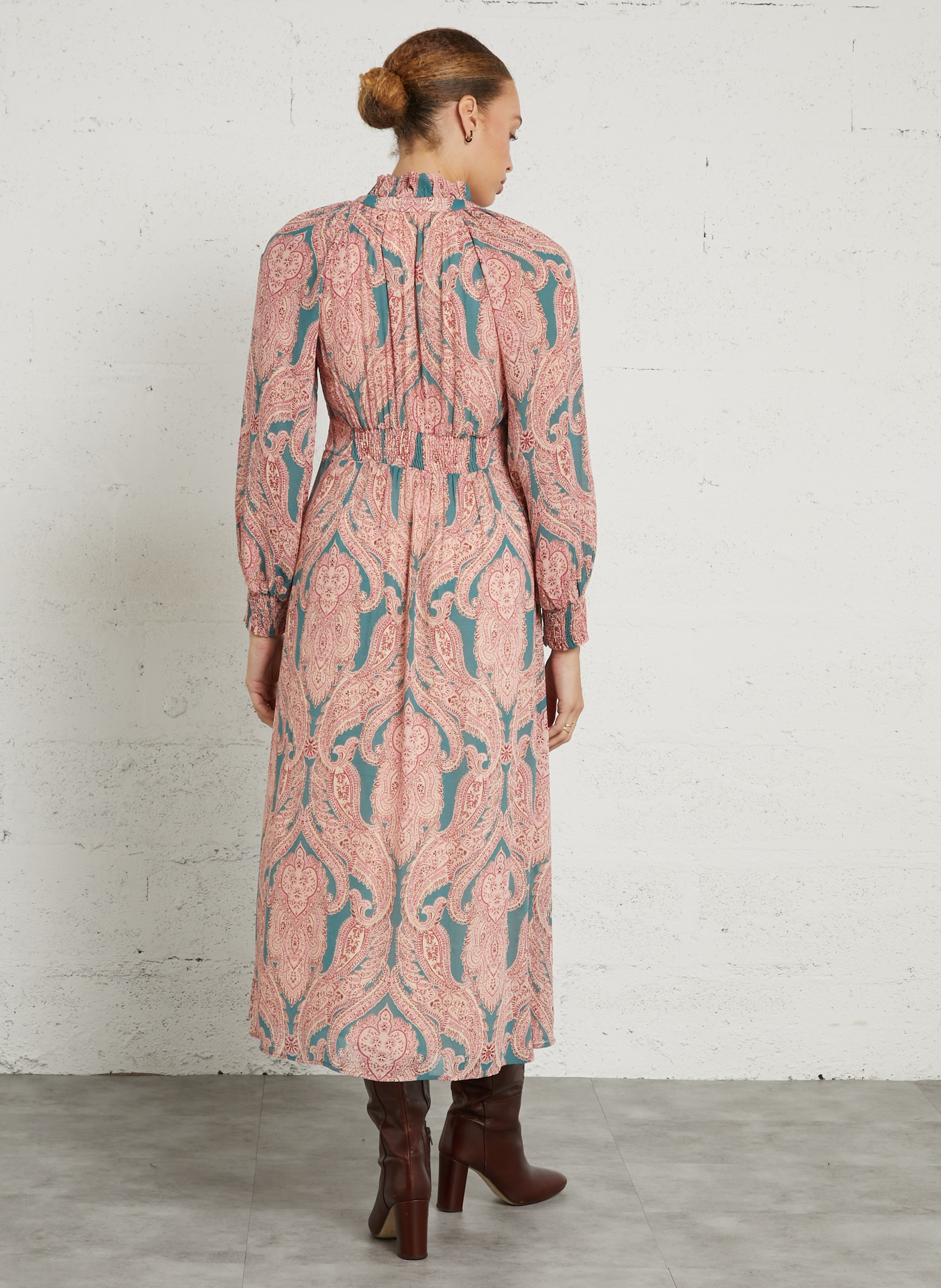 Straight floral long dress MAISON 123 Pink