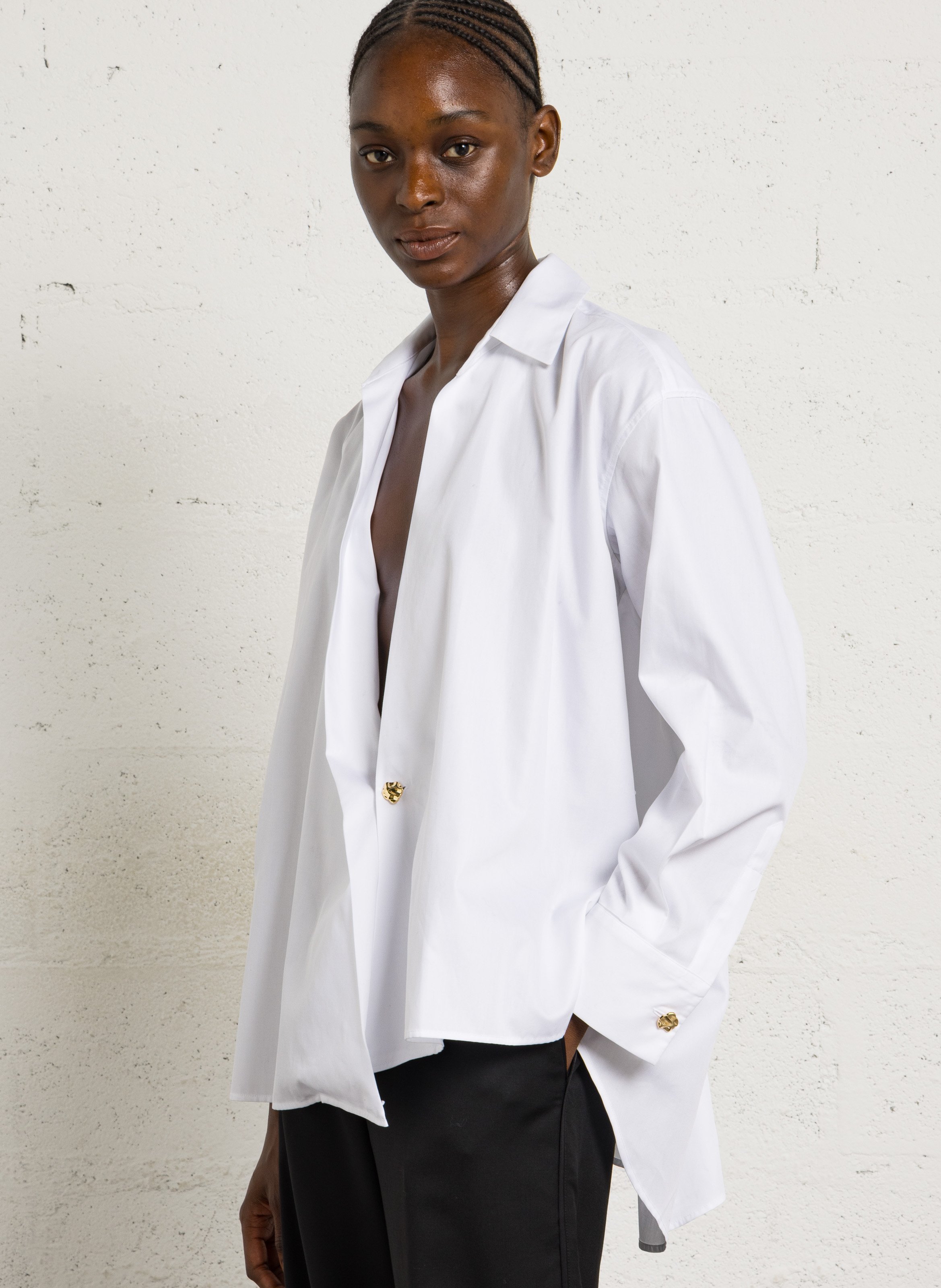 Chemise croisée asymétrique unie MARGAUX LONNBERG Blanc