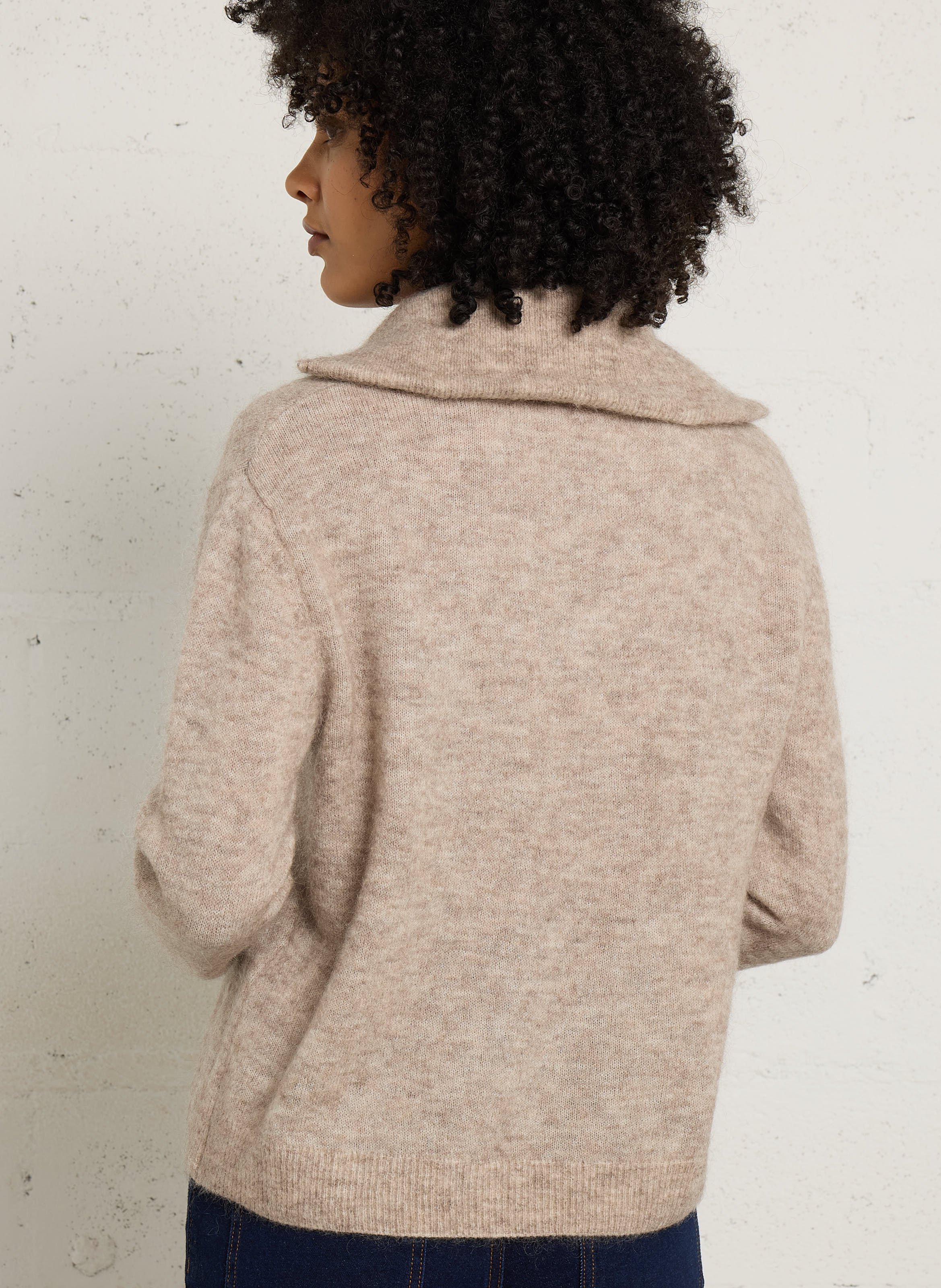 Gilet zippé en mohair et laine mélangée JC SOPHIE Beige