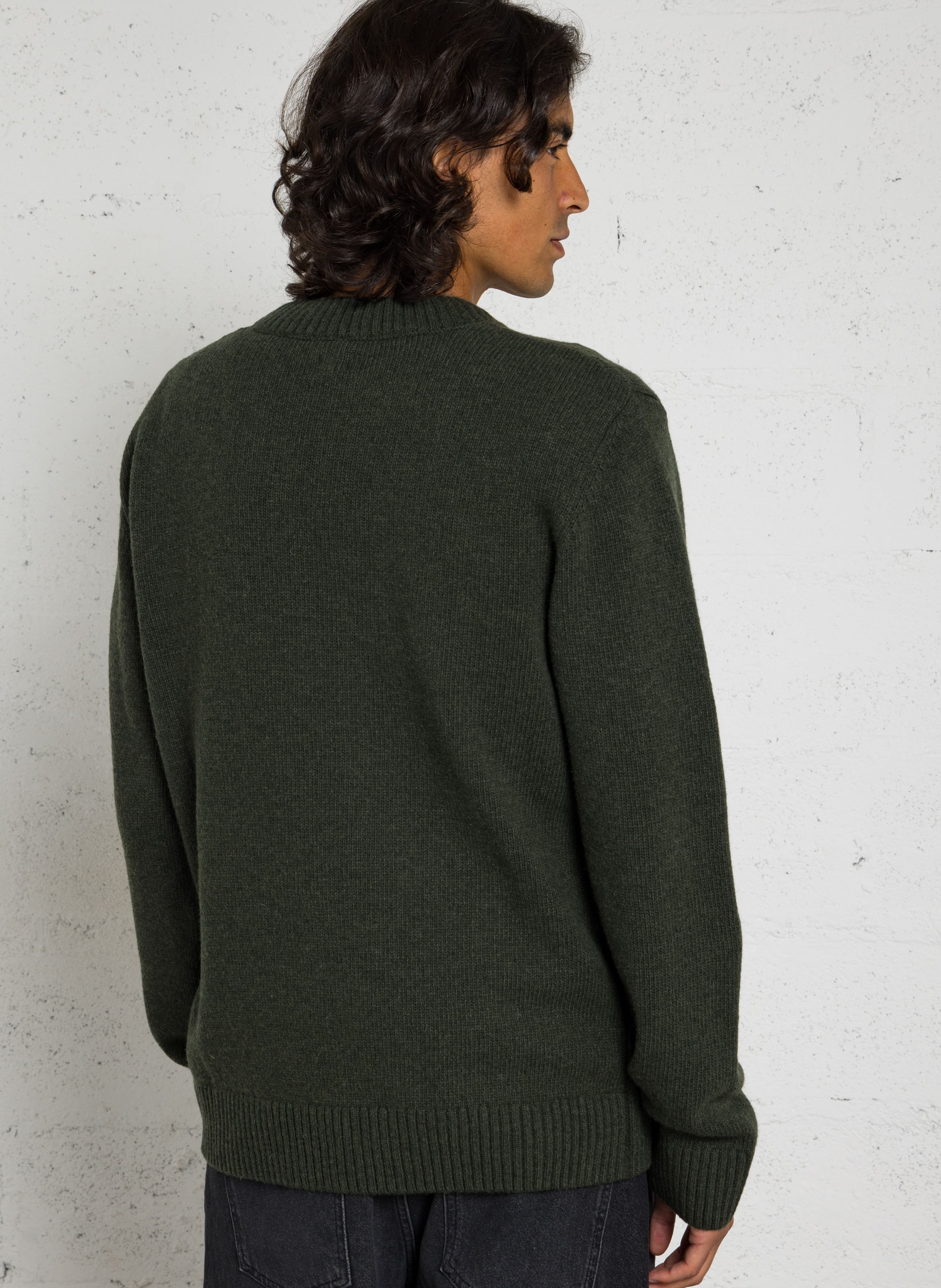 Gerade geschnittener Pullover aus Wollmix mit Rundhalsausschnitt AU PRINTEMPS PARIS Khaki