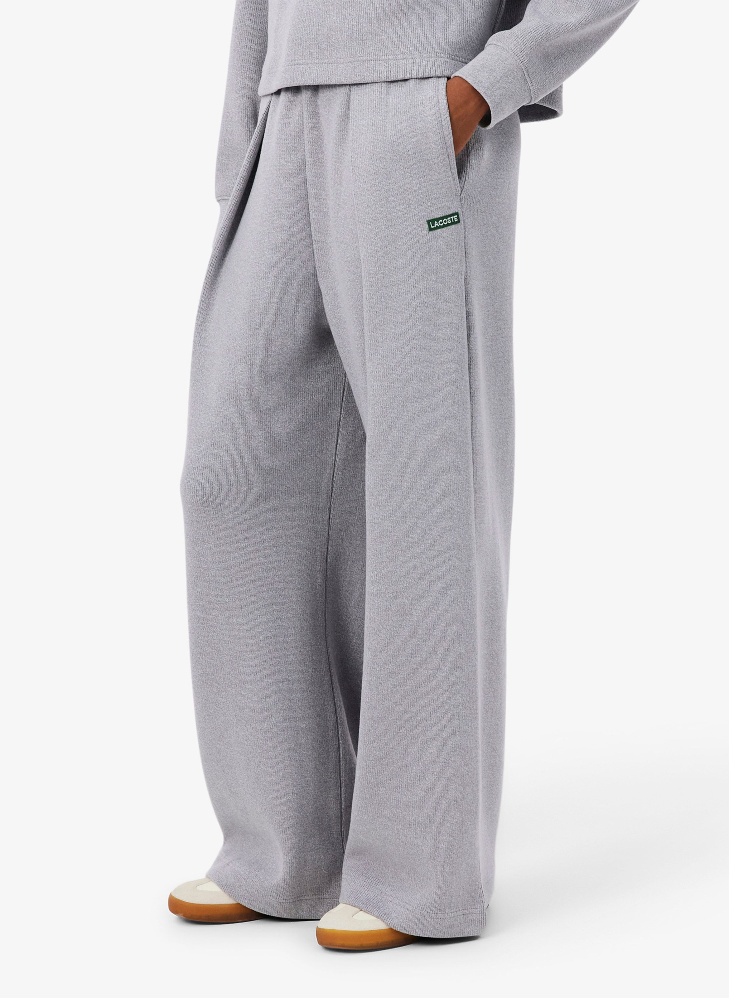 Jogging droit en coton mélangé LACOSTE Gris