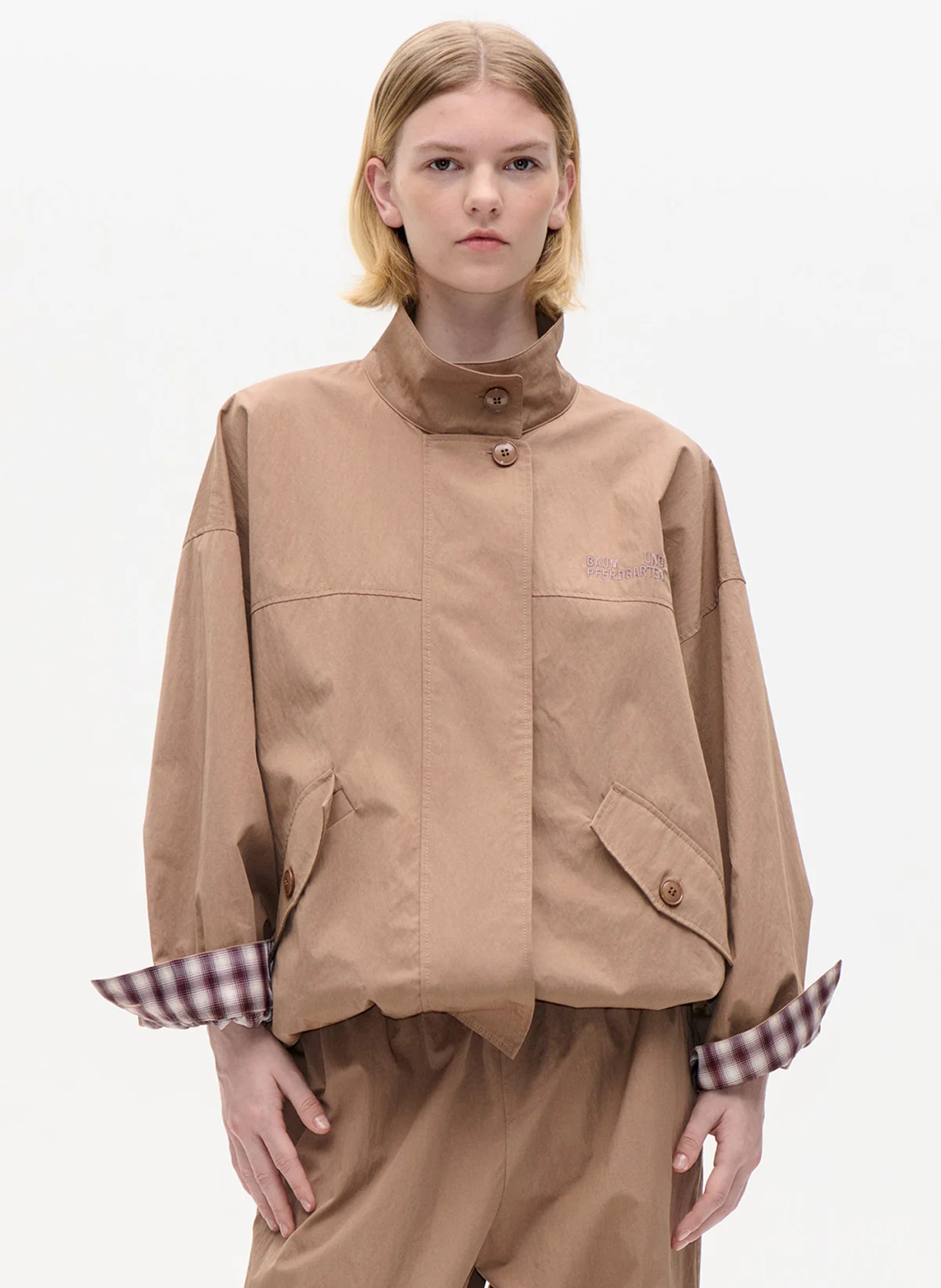 Jacke mit weitem Stehkragen Einfarbig BAUM UND PFERDGARTEN Beige