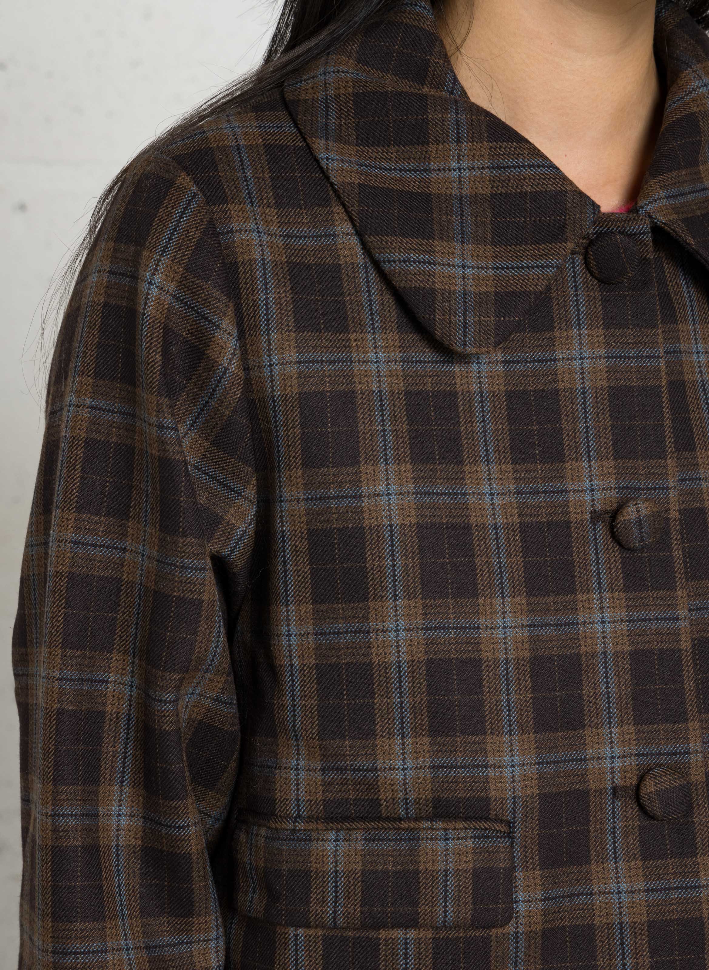 Checked pattern collar jacket THE TINY BIG SISTER Brown