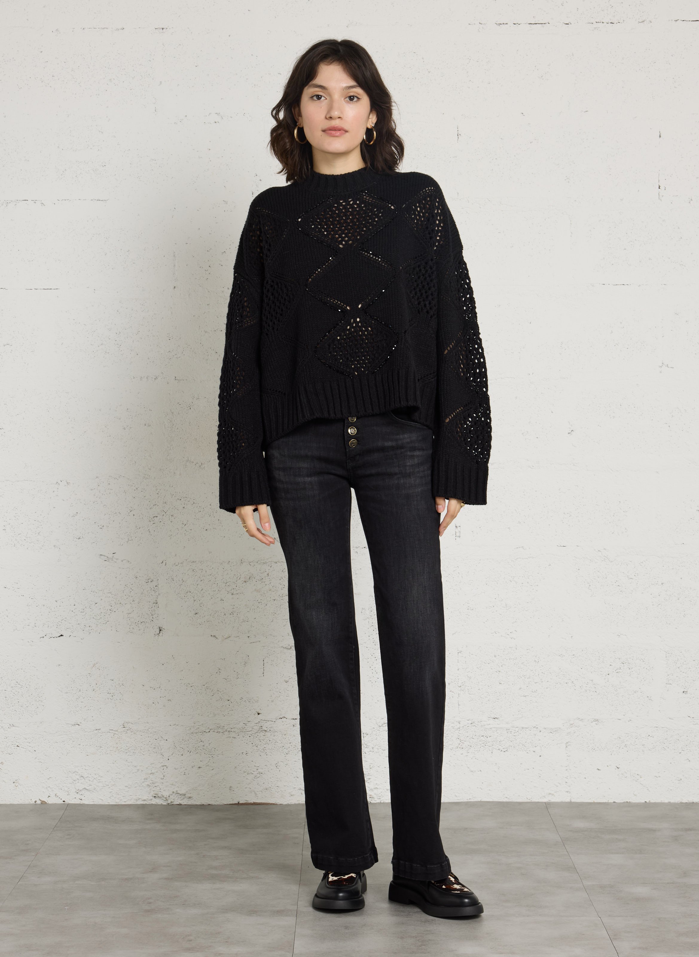 Pull ample en maille LIU JO Noir