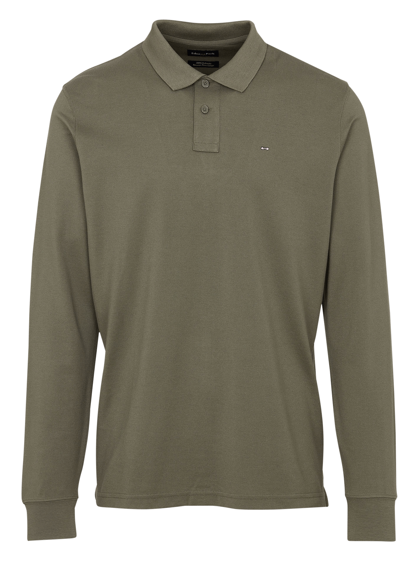 Long-sleeved straight cotton polo EDEN PARK Green