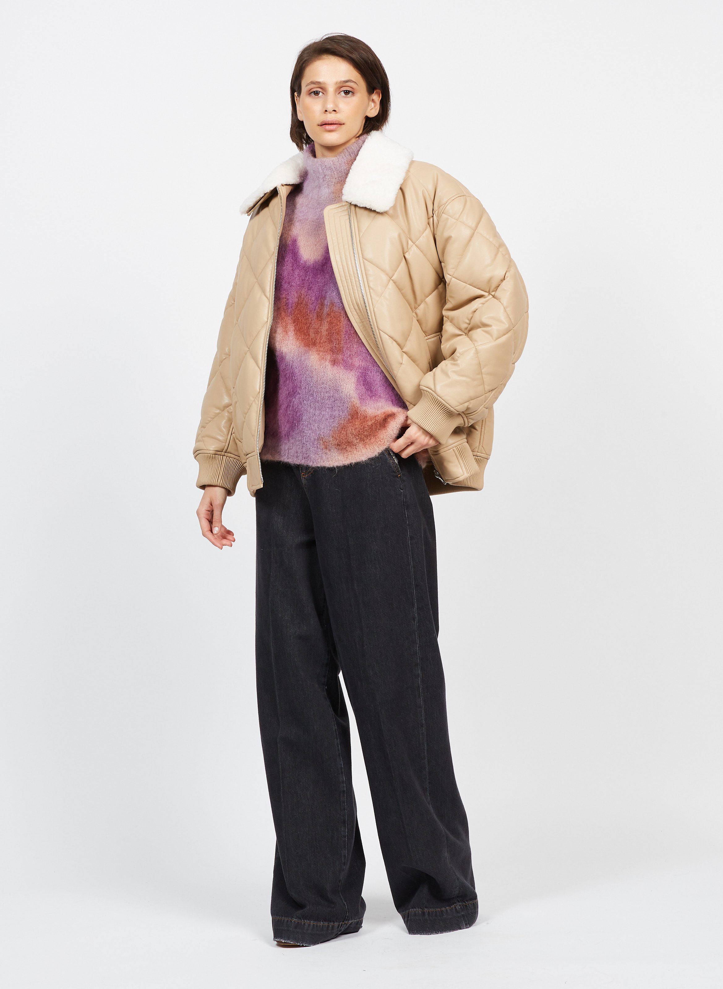 Quilted Jacket Beige Stand Studio Women Place des Tendances