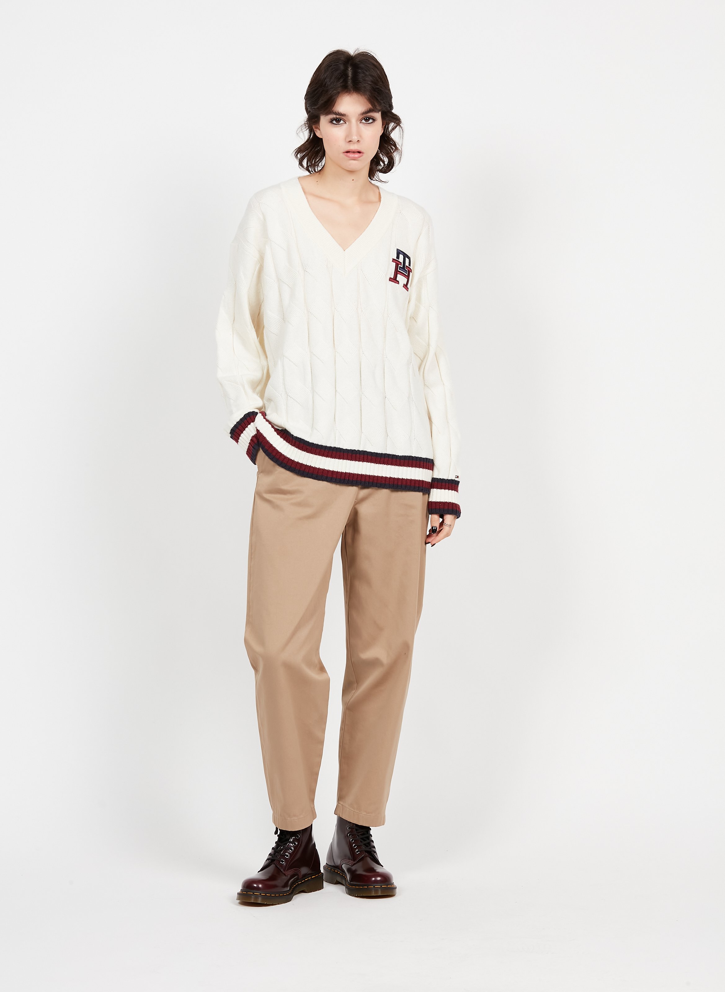 Pantalon Taille Haute Coupe Ballon Beige Tommy Hilfiger - Femme | Place des Tendances