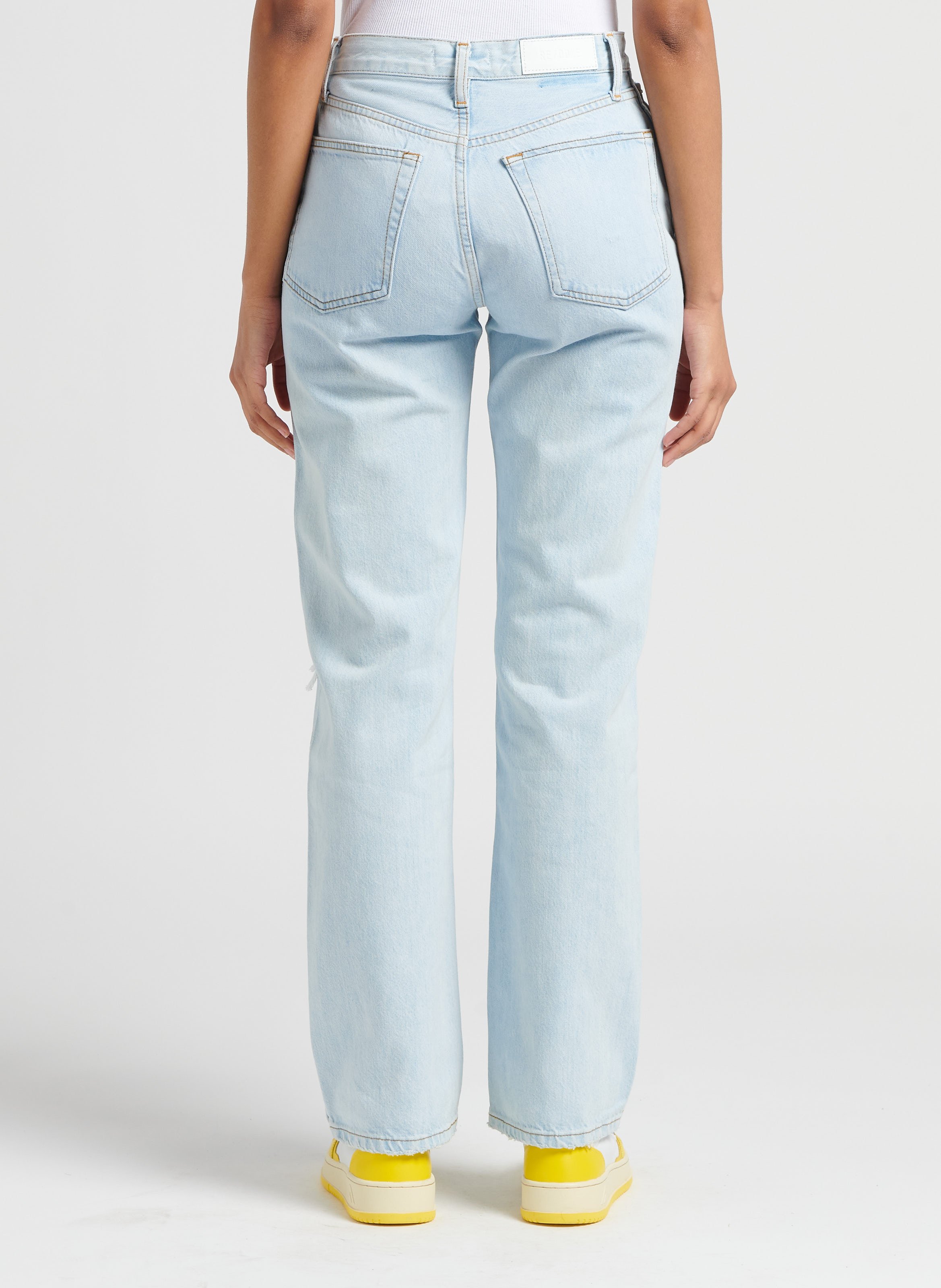 Jean droit taille haute en coton délavé RE/DONE Jean Délavé