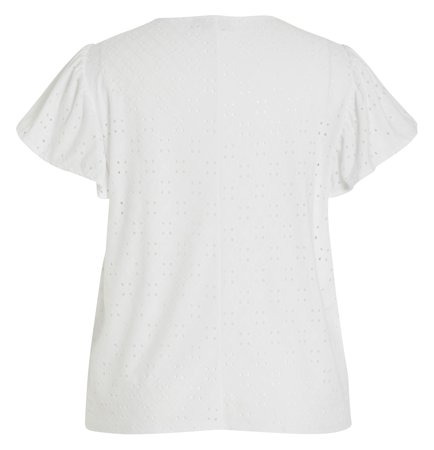 Top col rond broderies ajourées  EVOKED Blanc