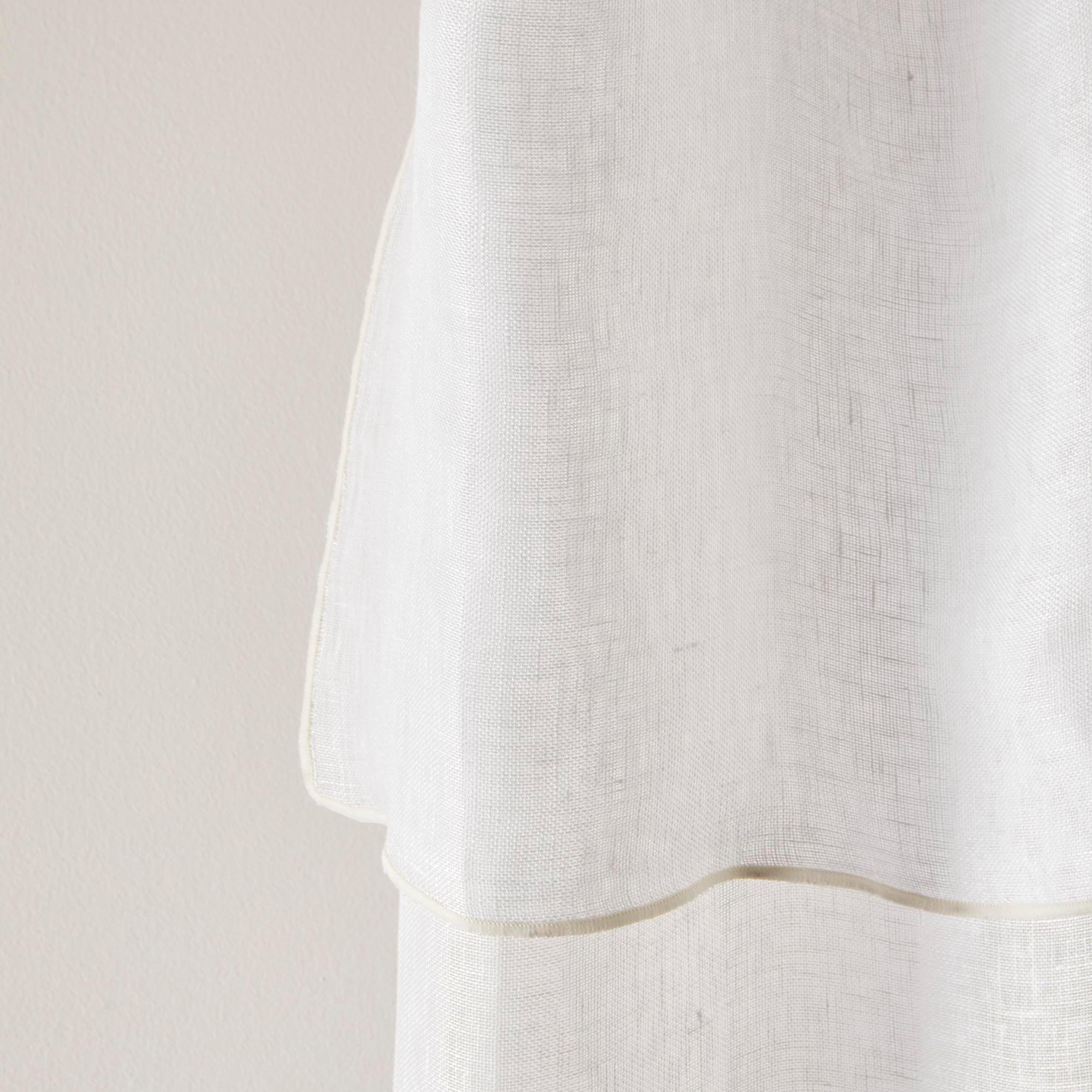 SHADOW - Linen panel net curtain MADURA White