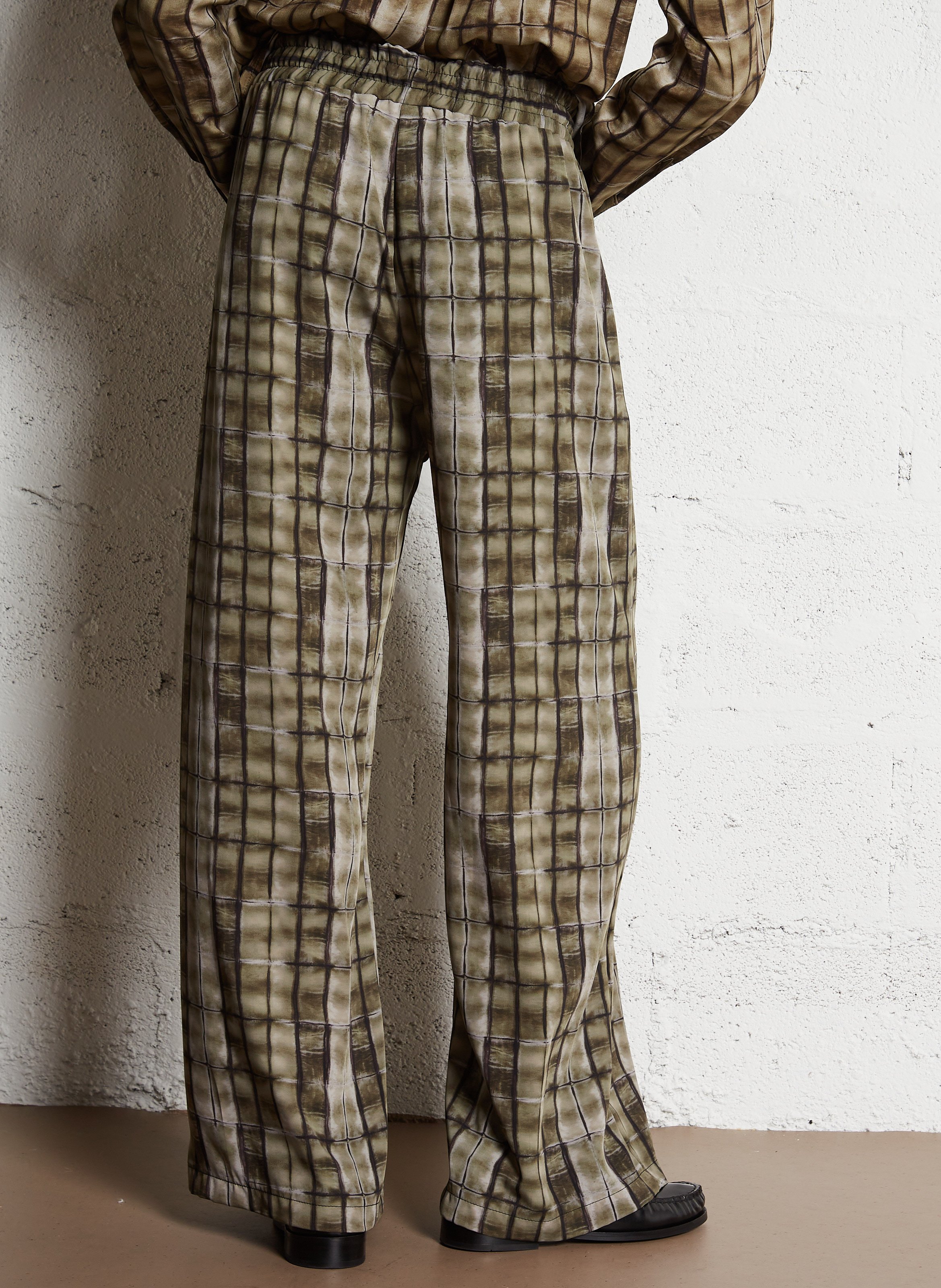 Printed wide trousers PLEASE Green
