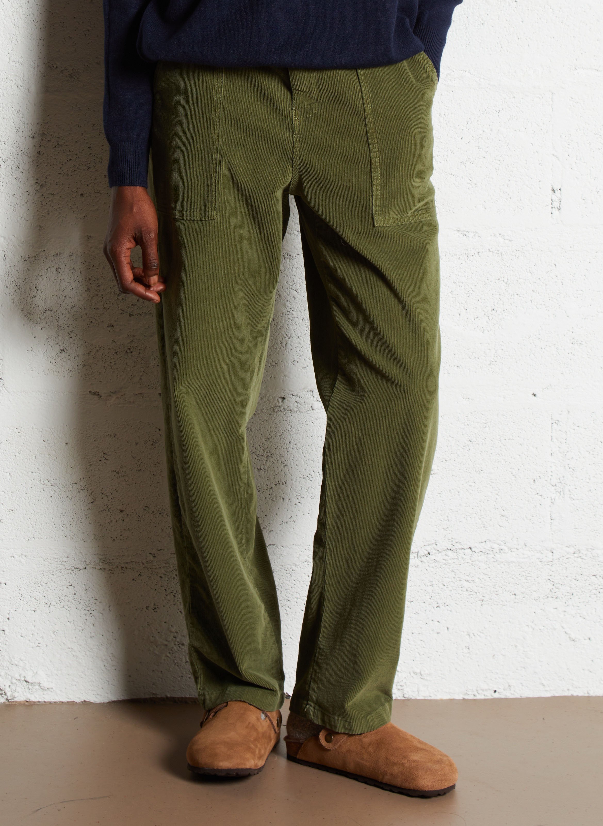 High-waisted straight cotton-blend pants PLEASE White