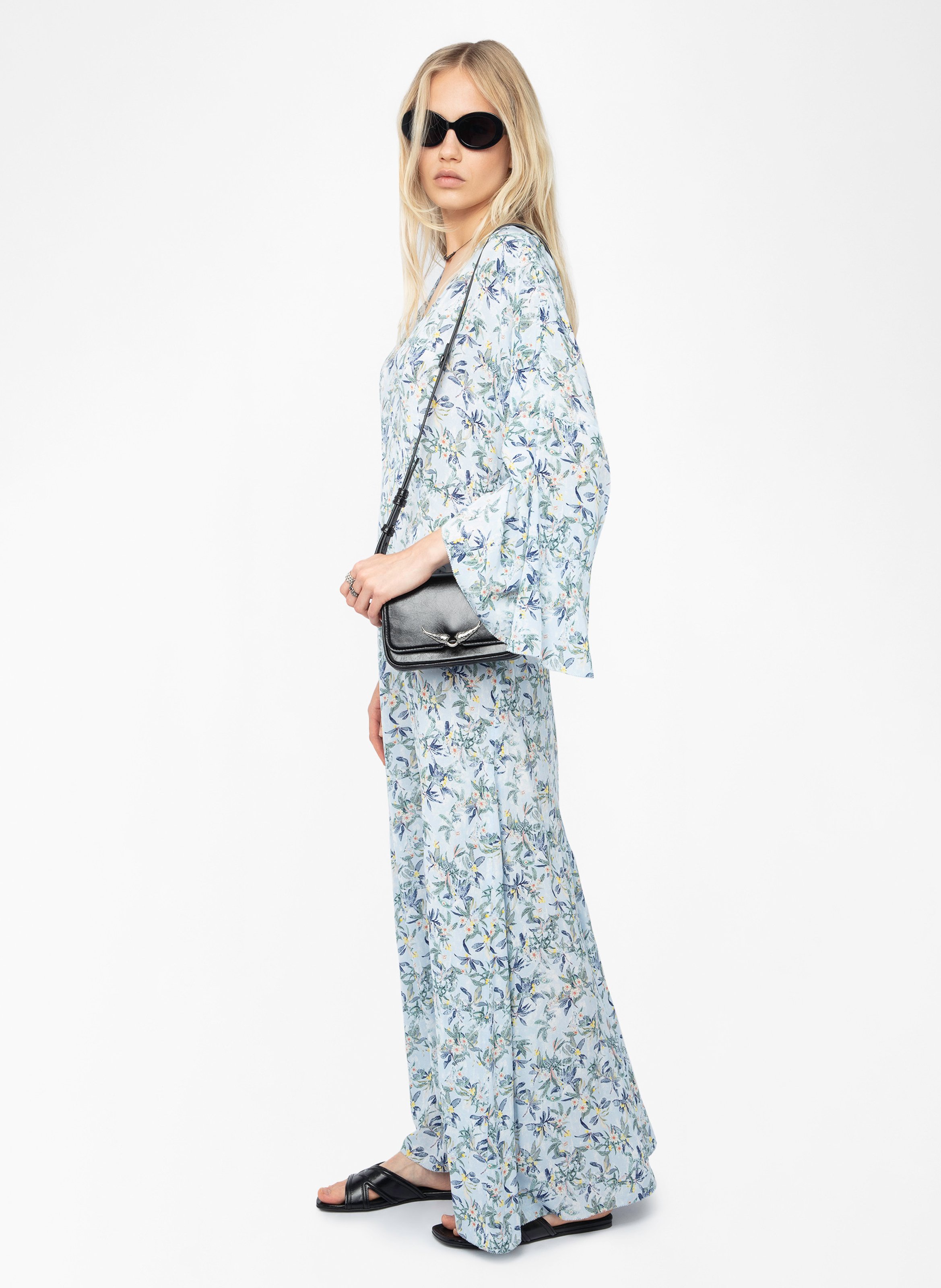 Robe longue col v à imprimé floral ZADIG&VOLTAIRE Bleu