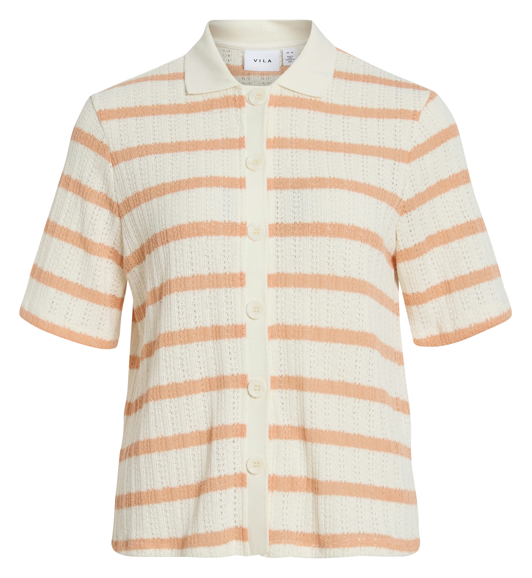 Straight shirt in striped blended cotton VILA Beige