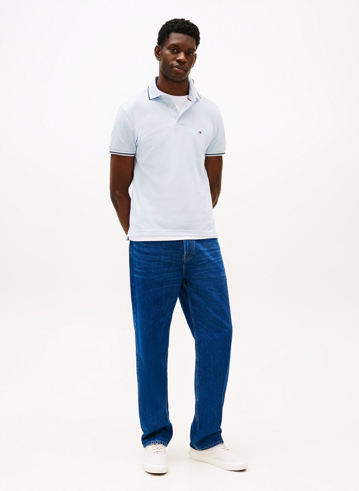 Polo manches courtes en coton TOMMY HILFIGER Bleu