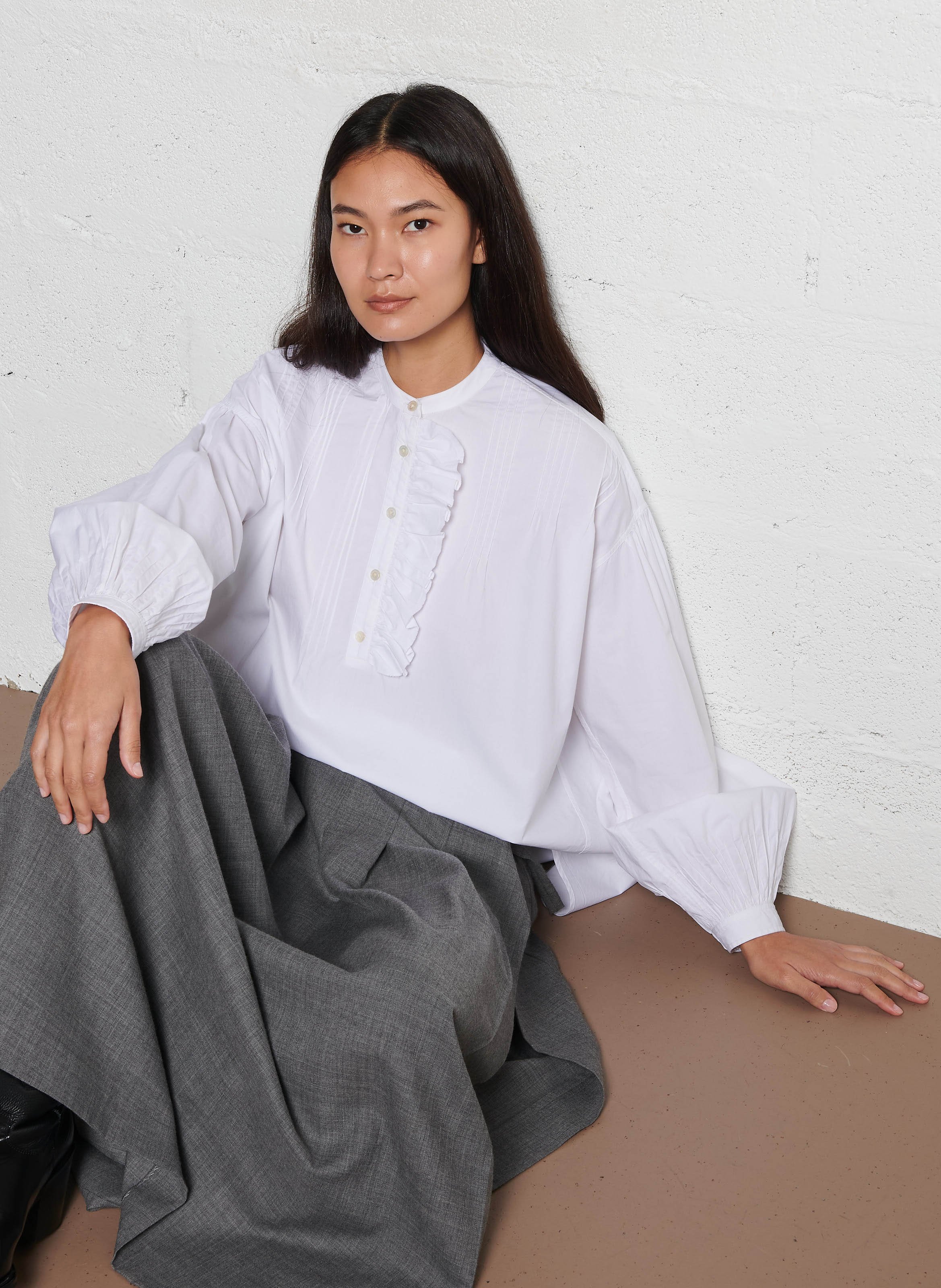 Loose-fit cotton blouse LAURENCE BRAS White