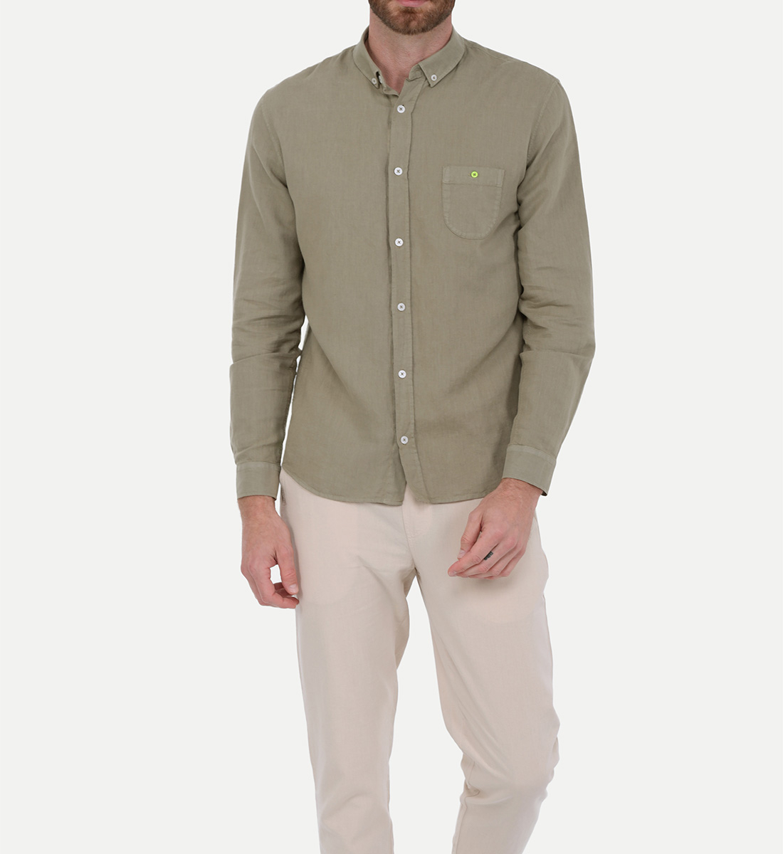 Cotton and linen shirt GILI'S Khaki