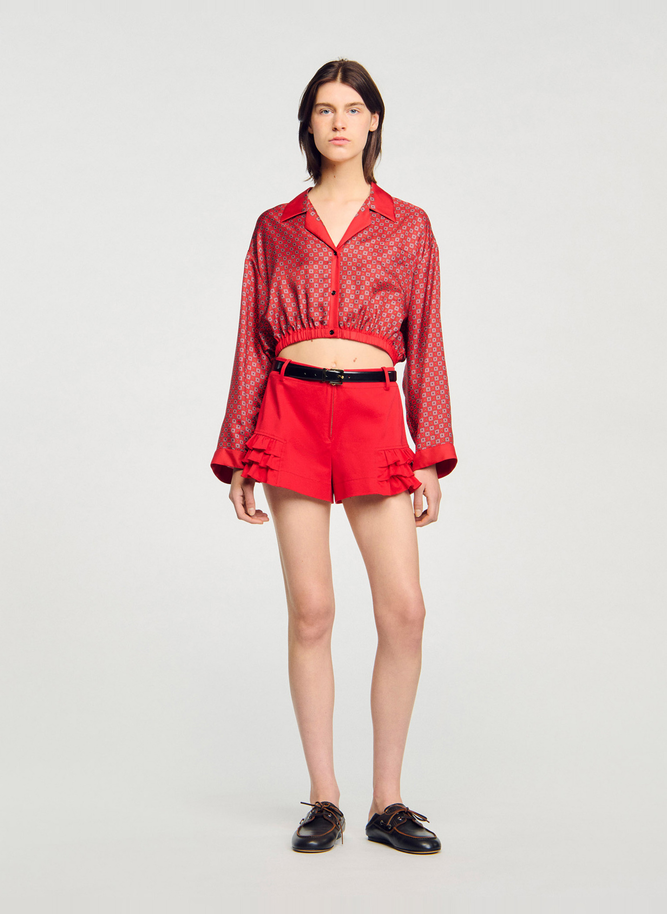 Rechte blouse met print SANDRO Rood