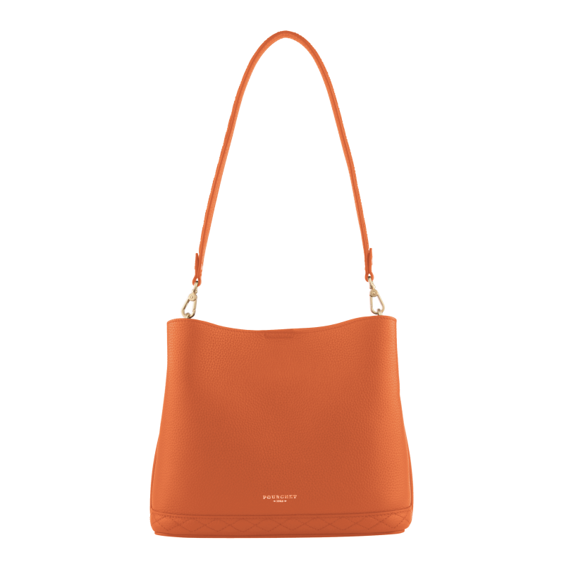 Satchel - cowhide leather POURCHET Orange
