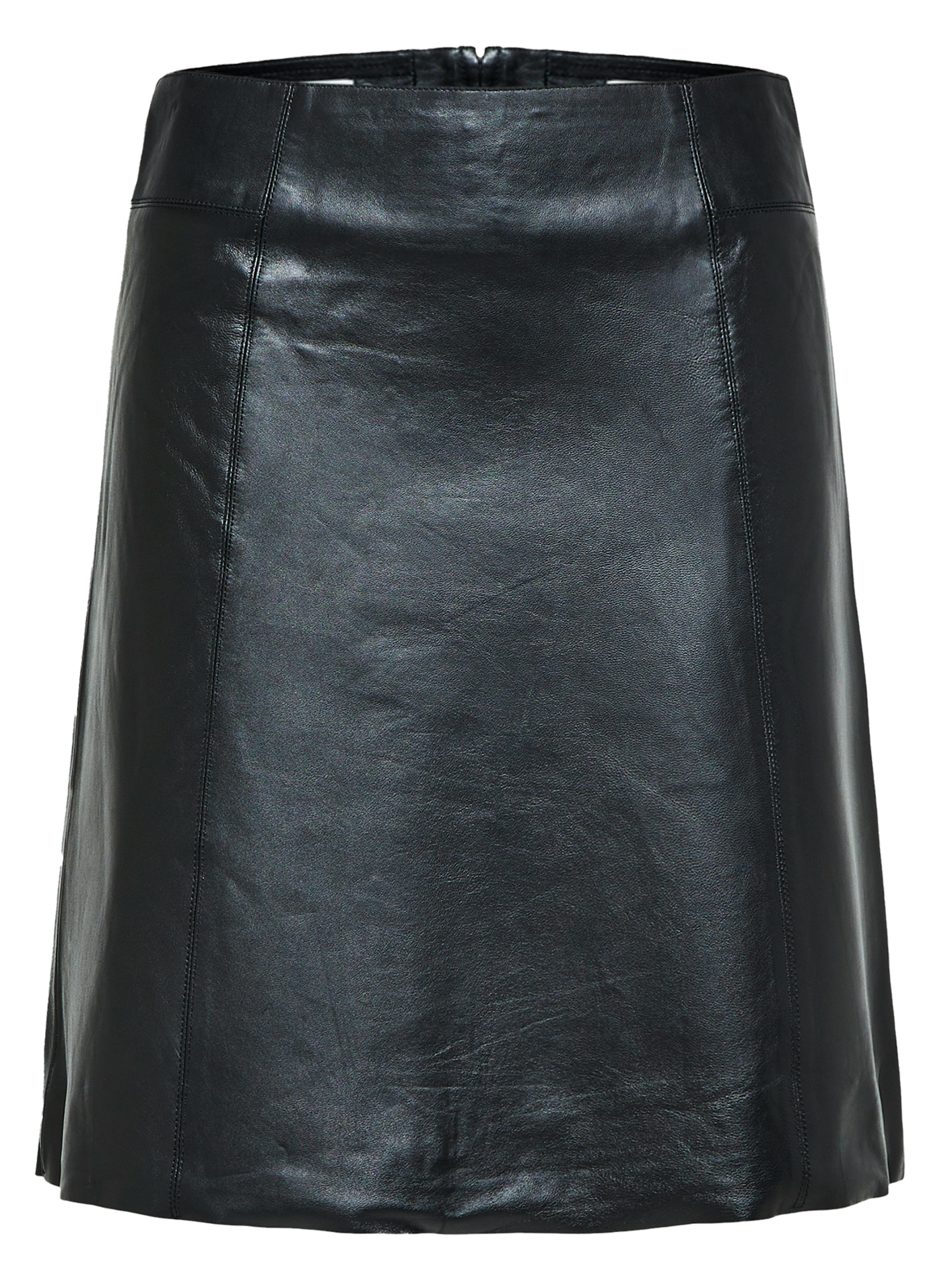 Leather midi skirt SELECTED Black