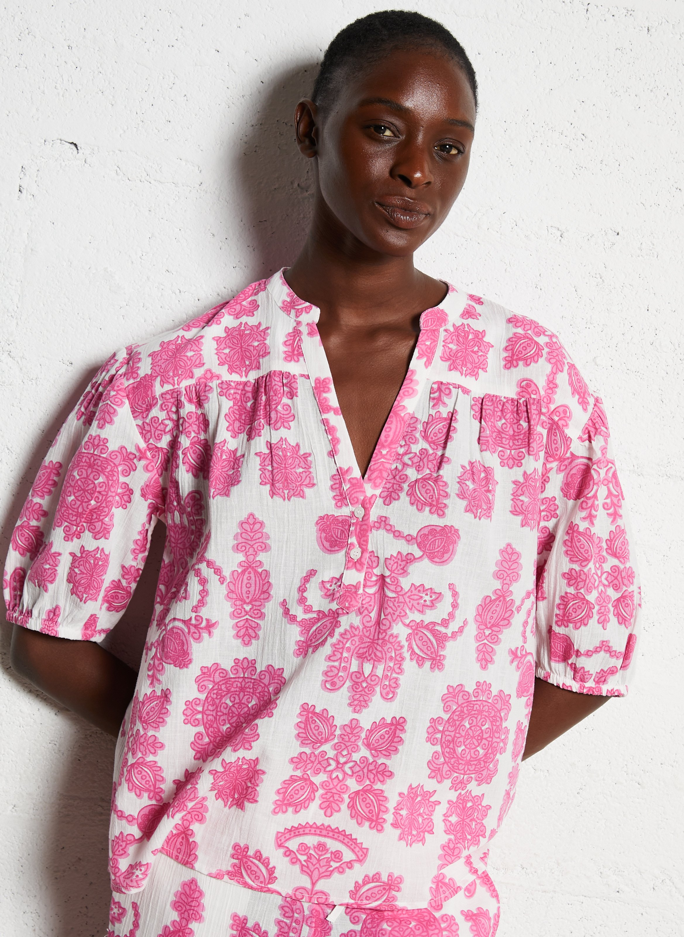 Blouse droite en coton mélangé imprimé MAISON 123