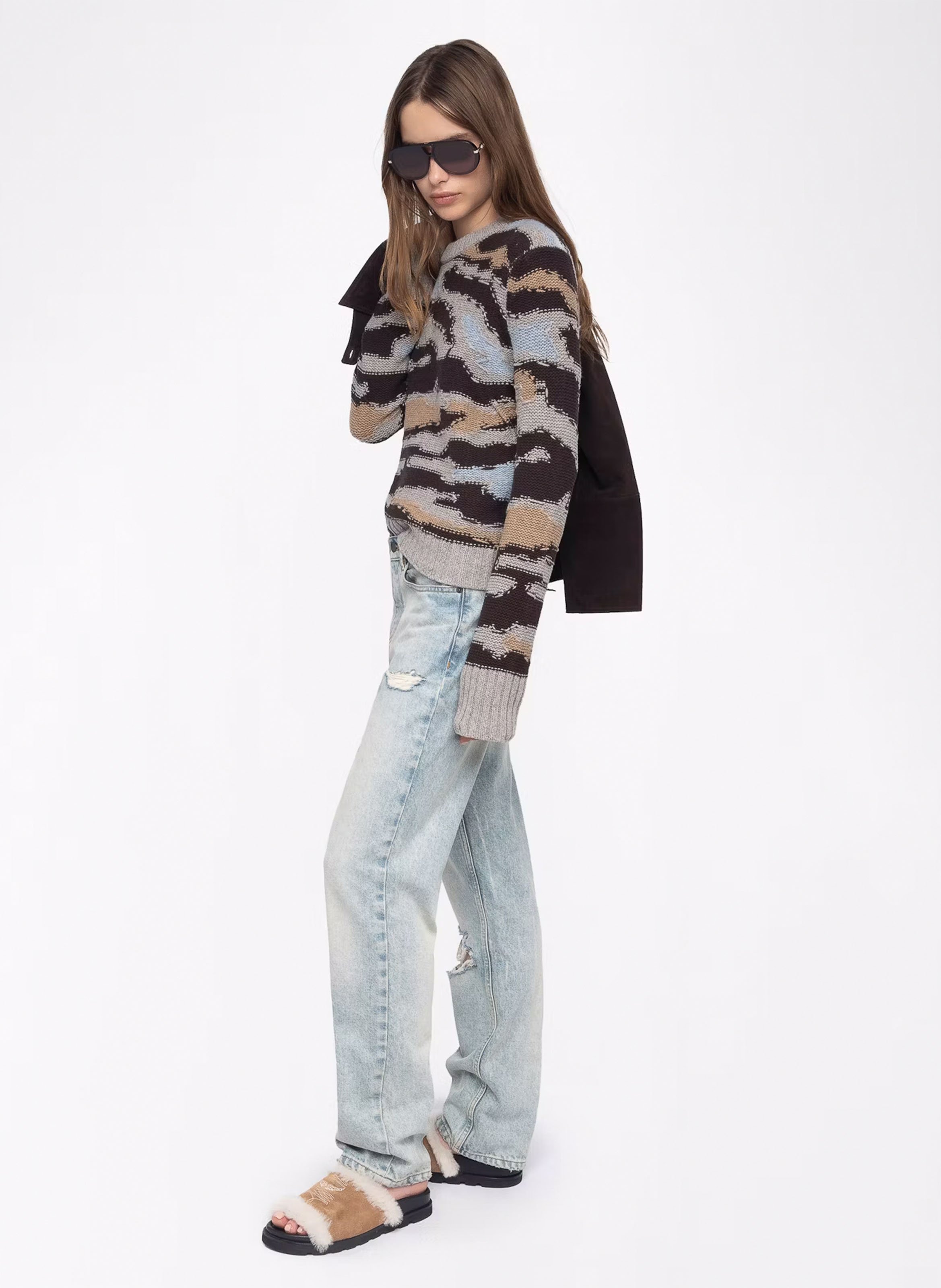 Printed wool and cashmere sweater ZADIG&VOLTAIRE Brown