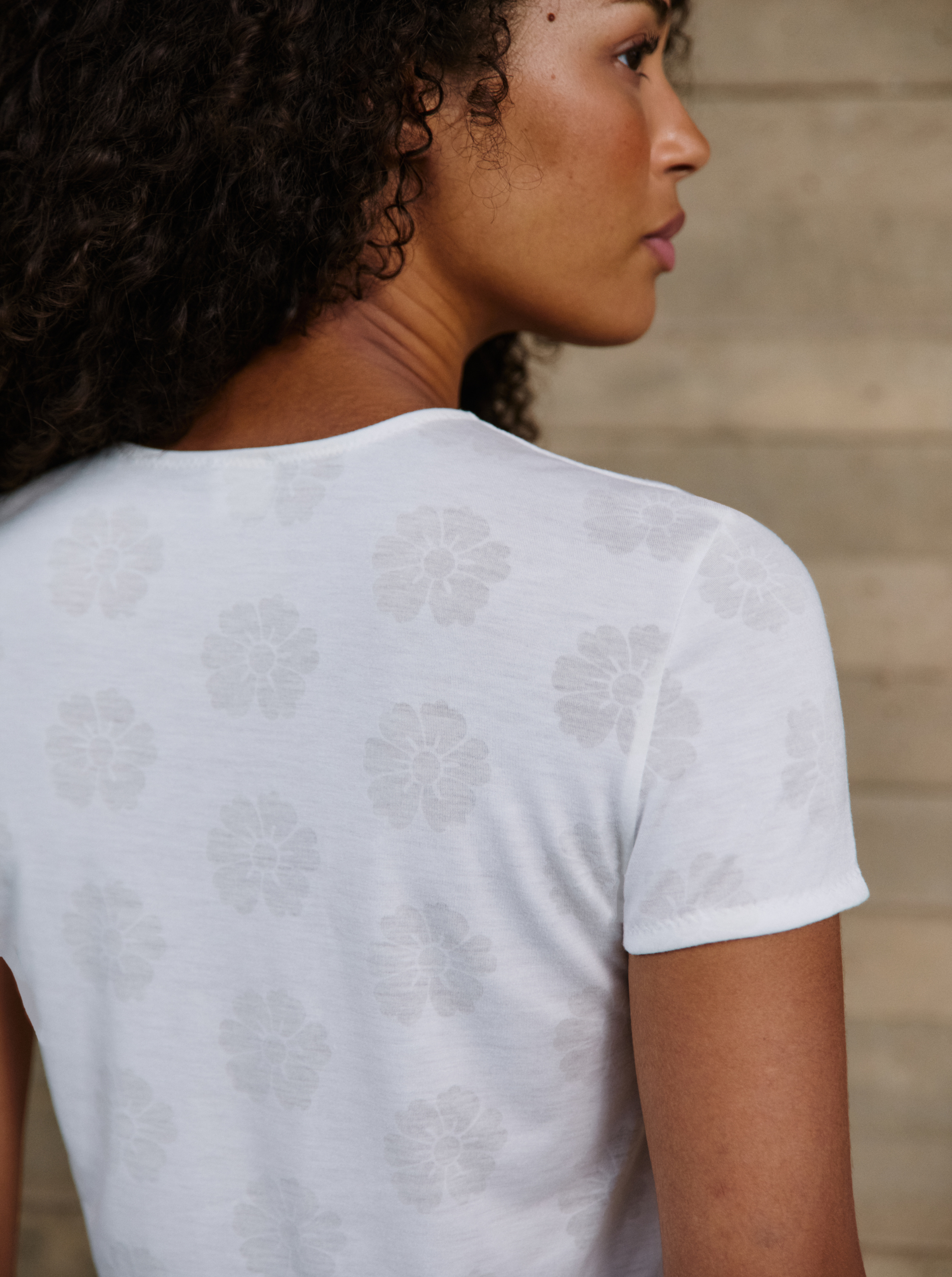 Tee-shirt full white daisies NOO Blanc