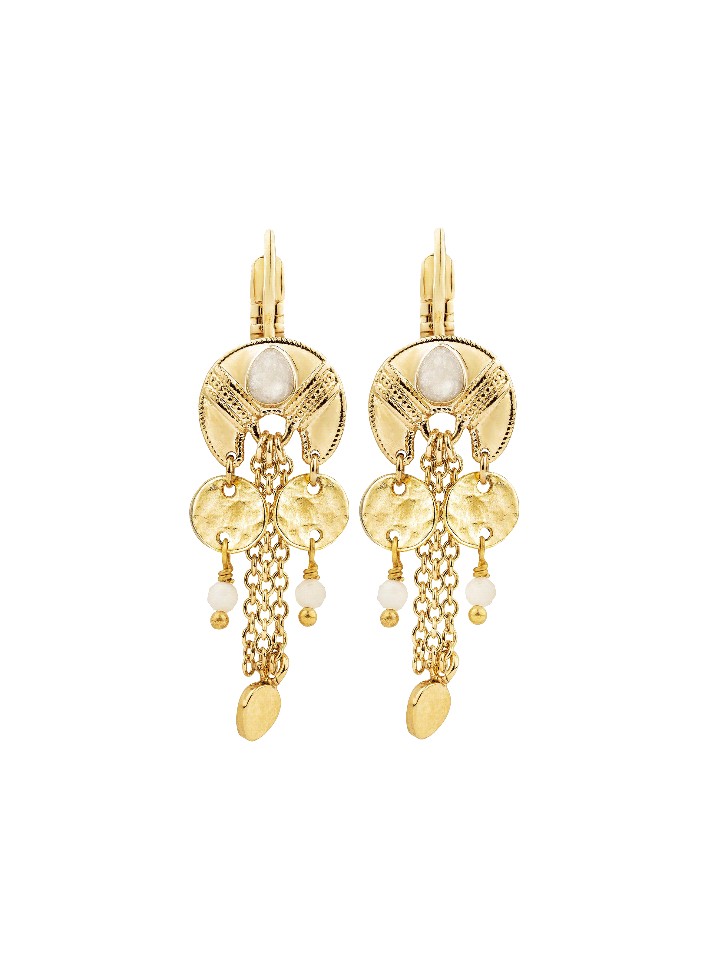 Hanging earrings with chains HIPANEMA White