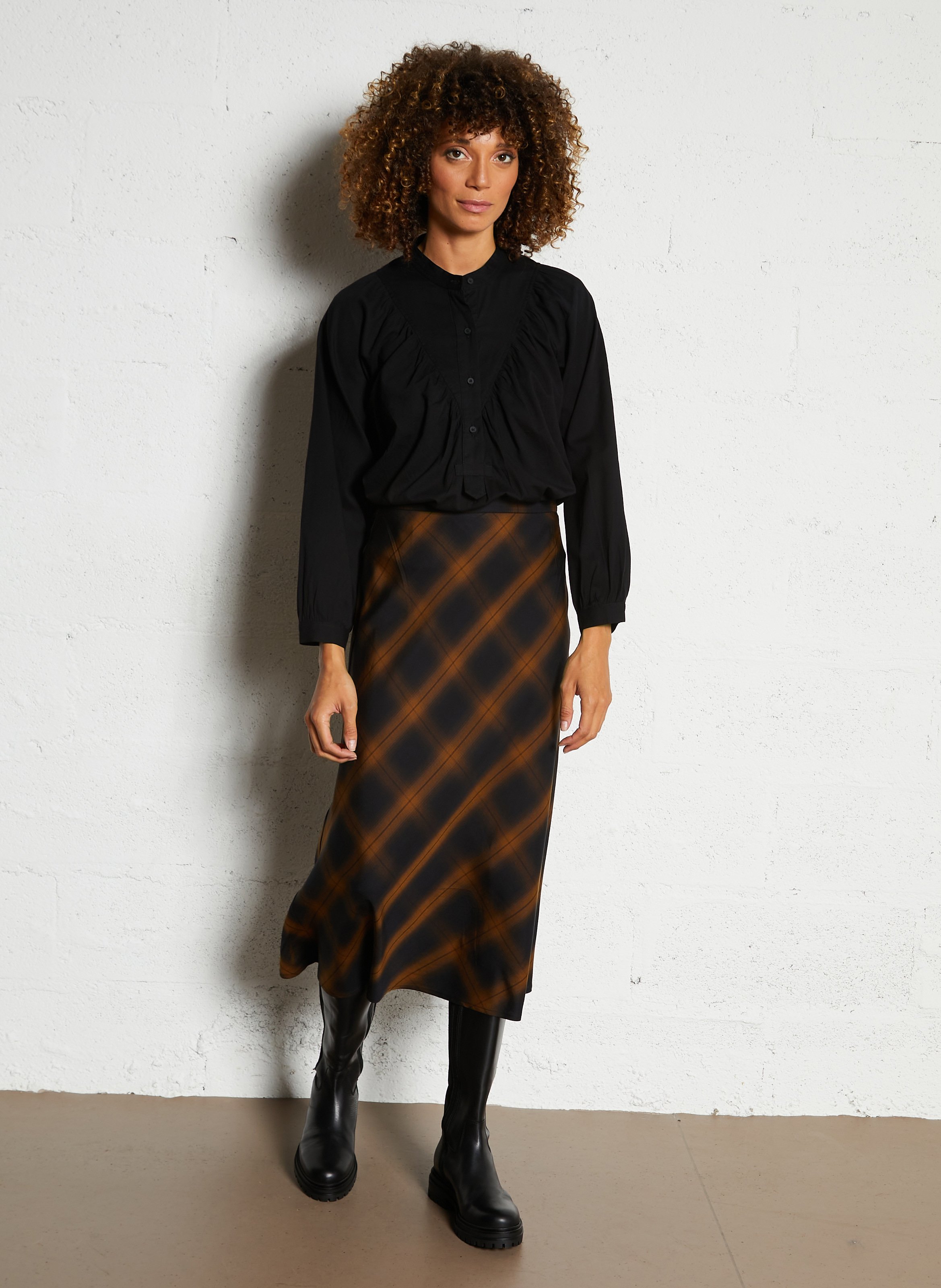 Flared skirt with patterns SEE U SOON Black