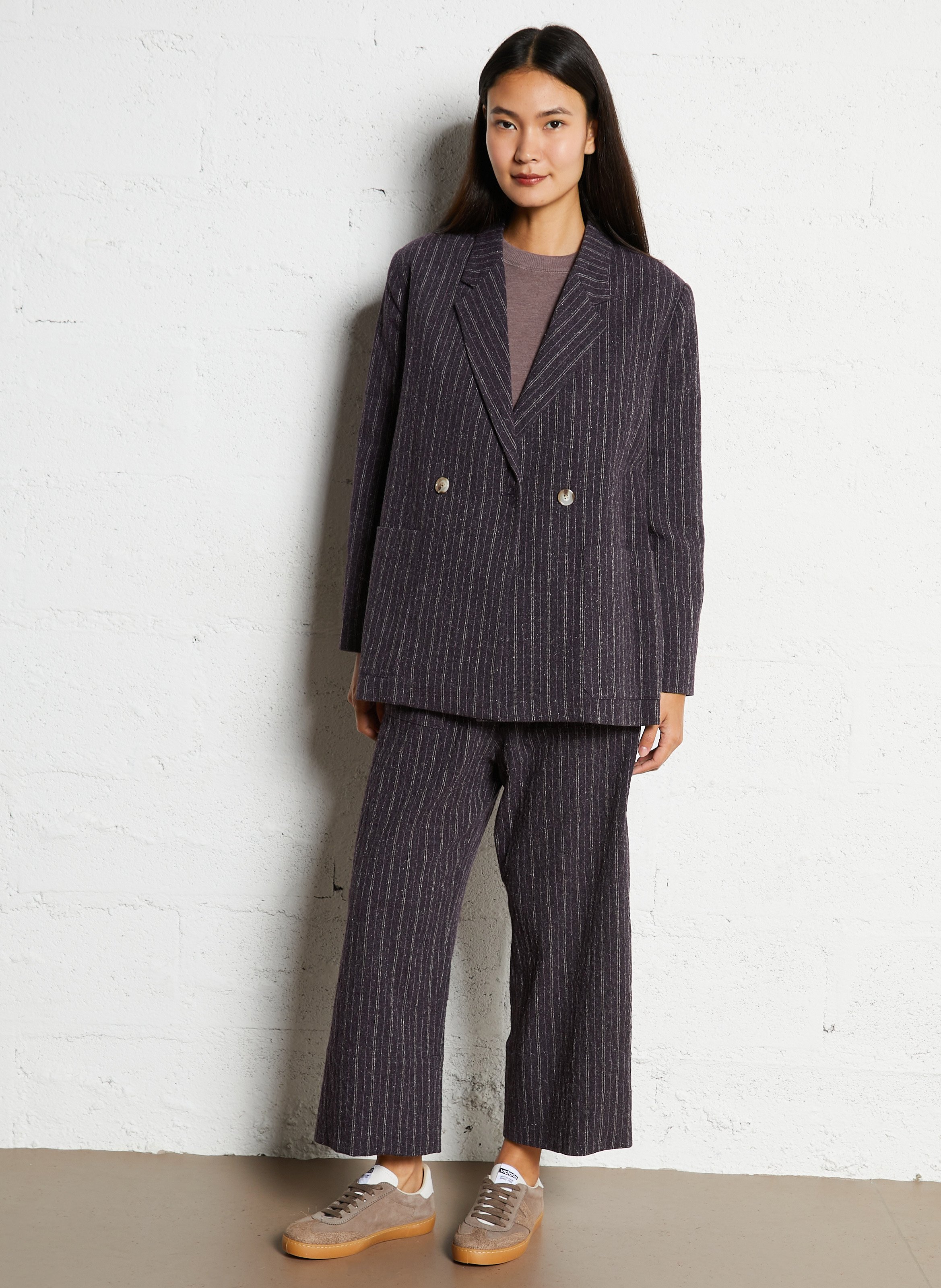 Pantalon large en laine mélangée HOD PARIS Violet