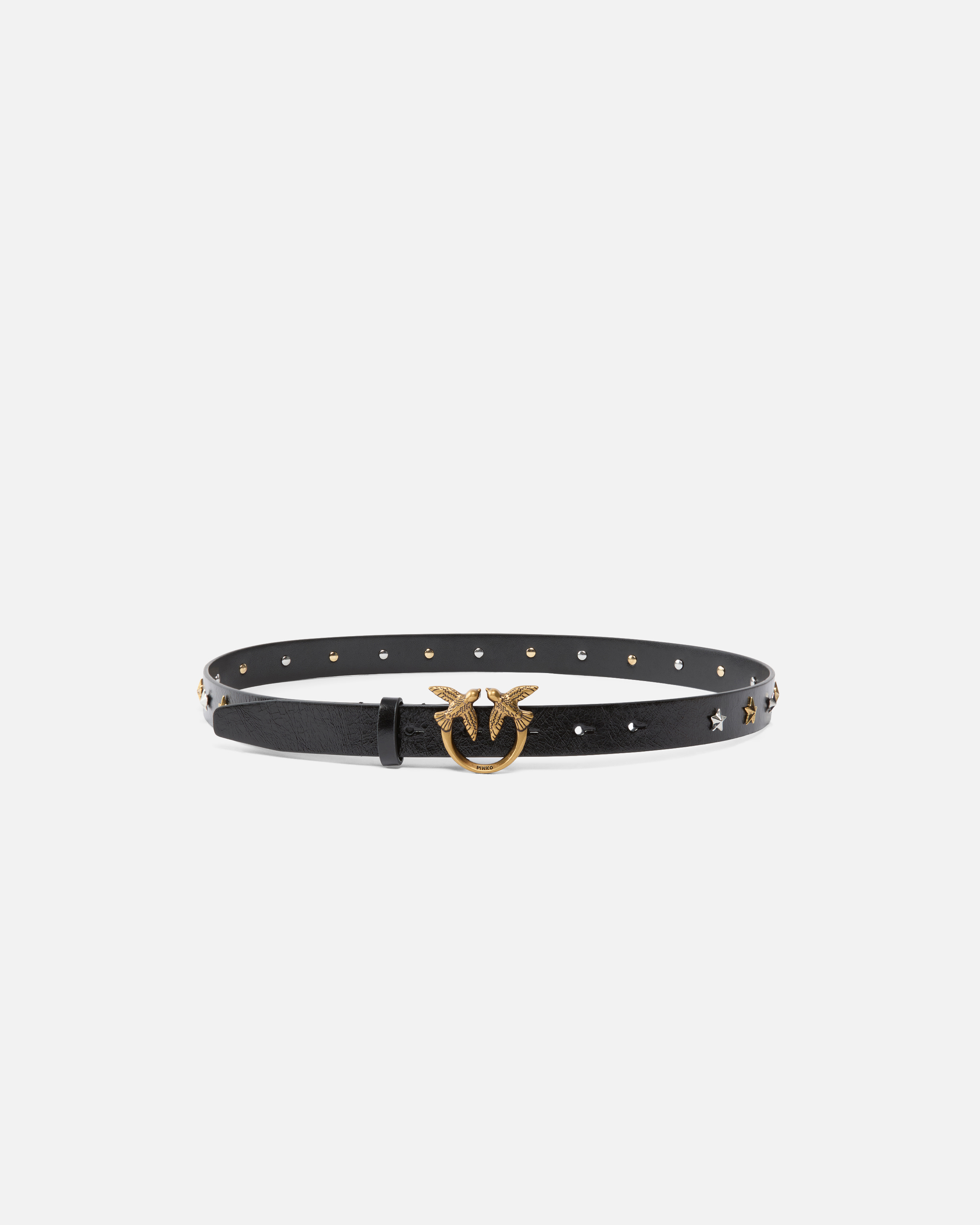Studded belt with love birds buckle 2.2 cm PINKO Black