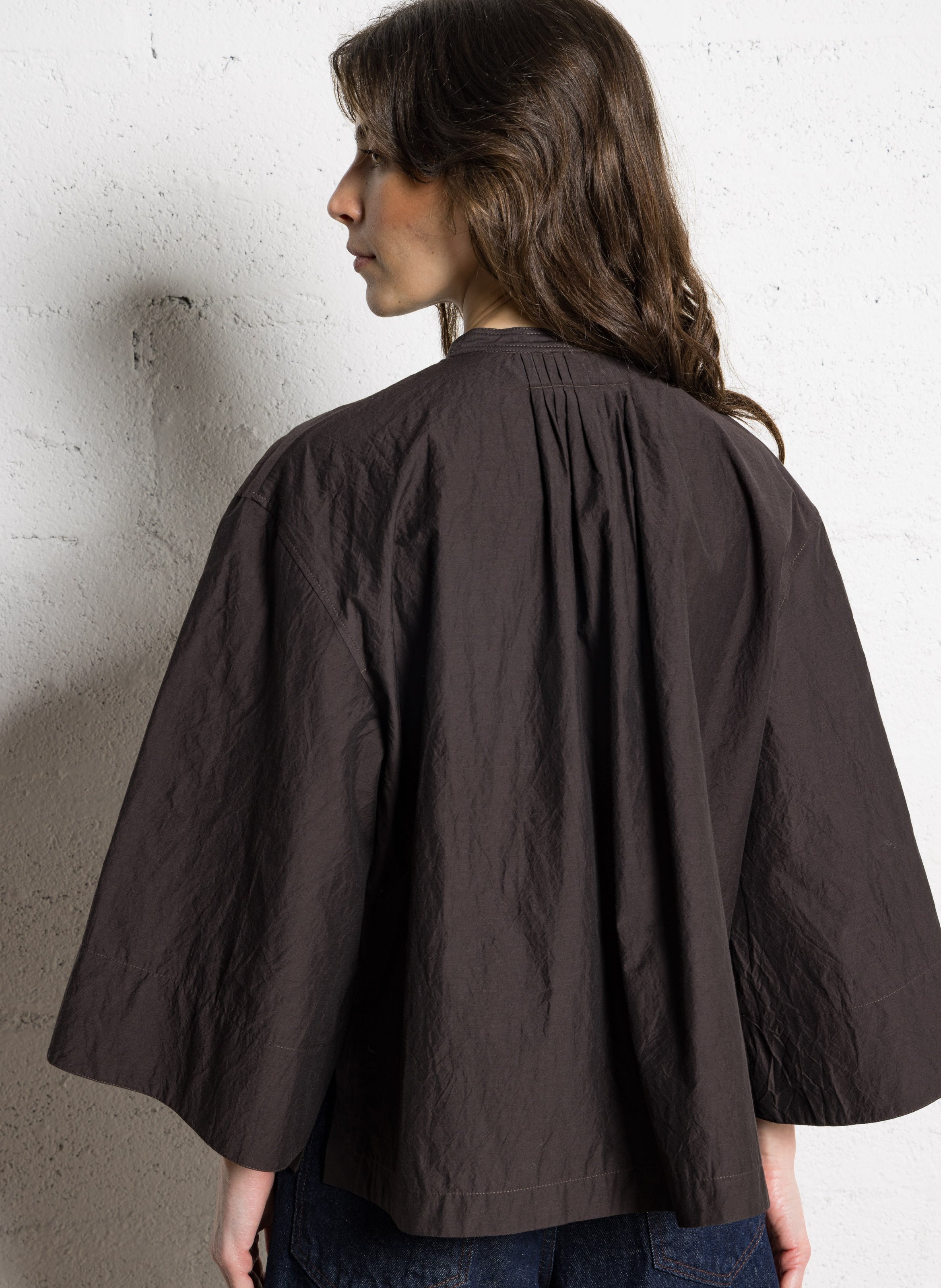 Round-neck cotton-blend blouse SOEUR Brown