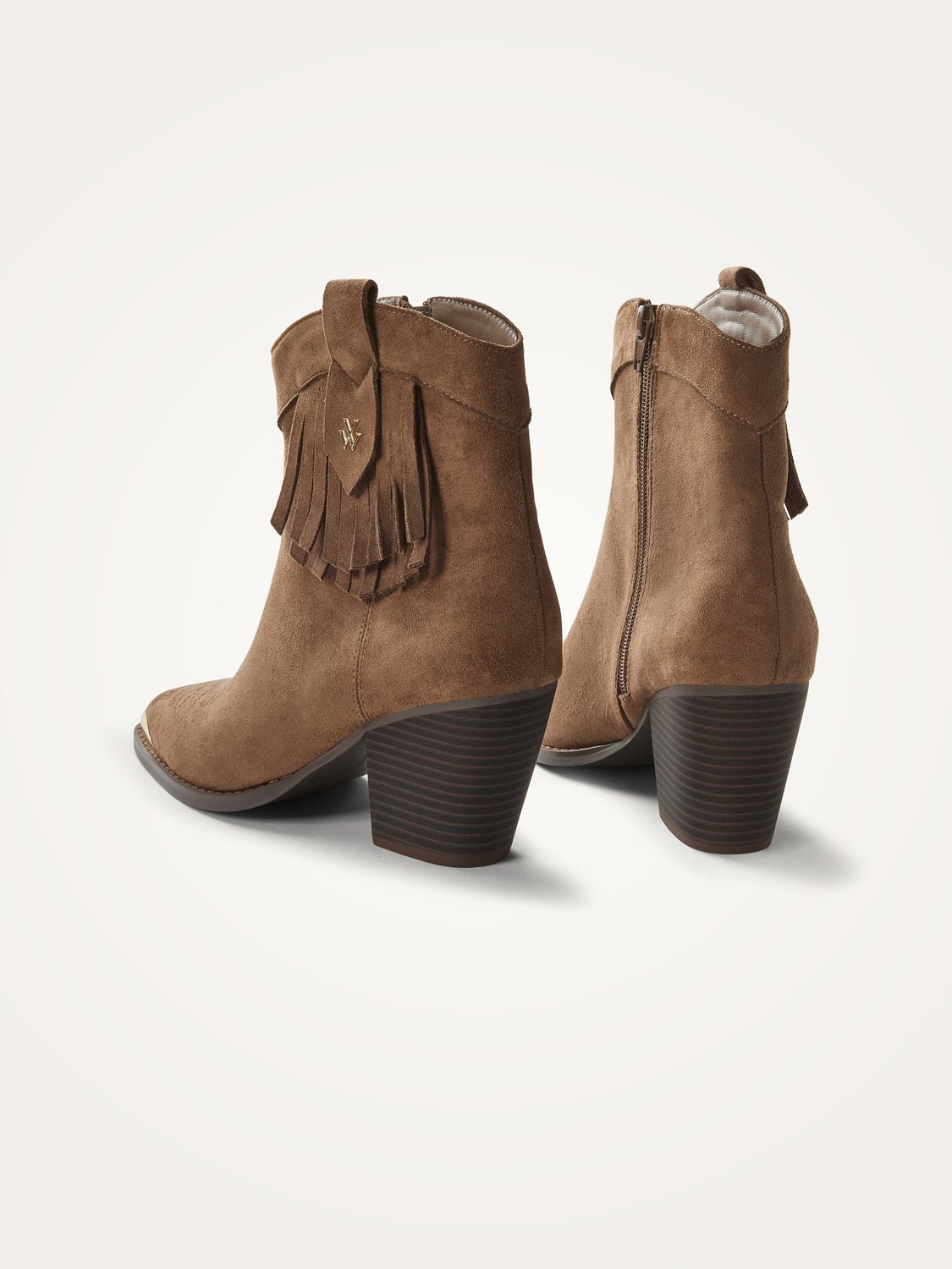 Fringed cowboy ankle boots VANESSA WU Brown