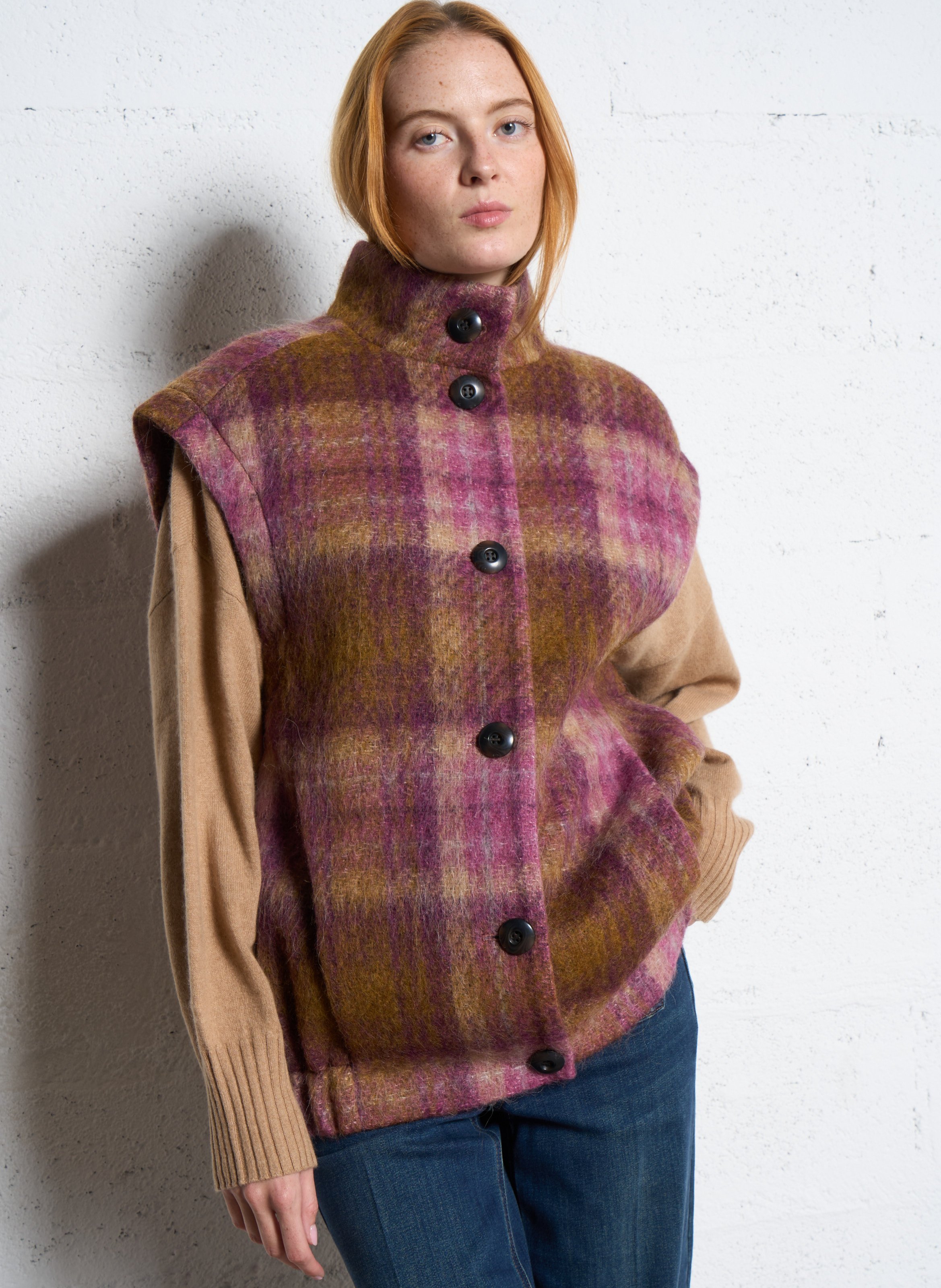 Straight high-neck jacket MAISON 123 Red