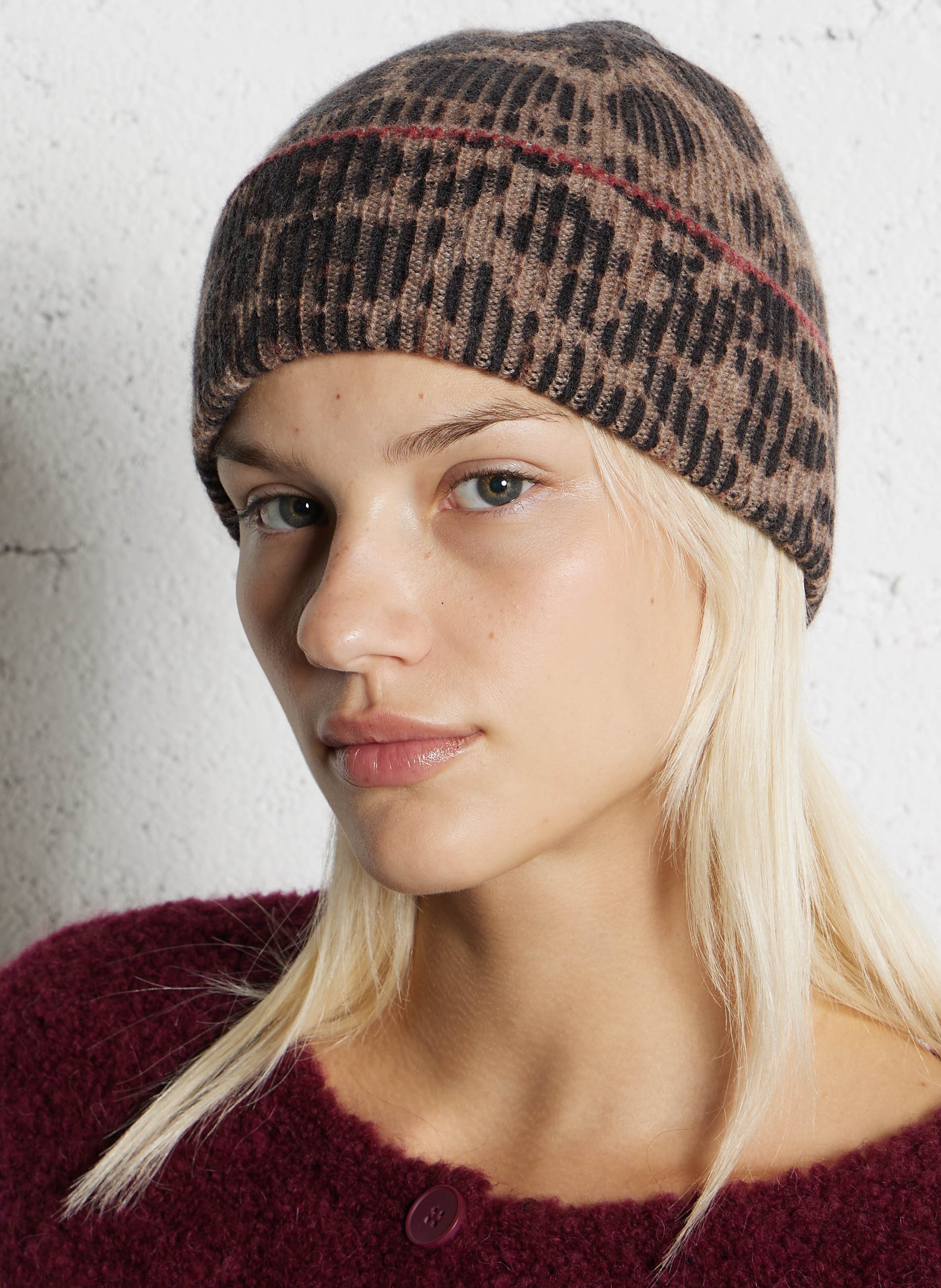 Bonnet en cachemire Wild leopard Koon Femme Place des Tendances