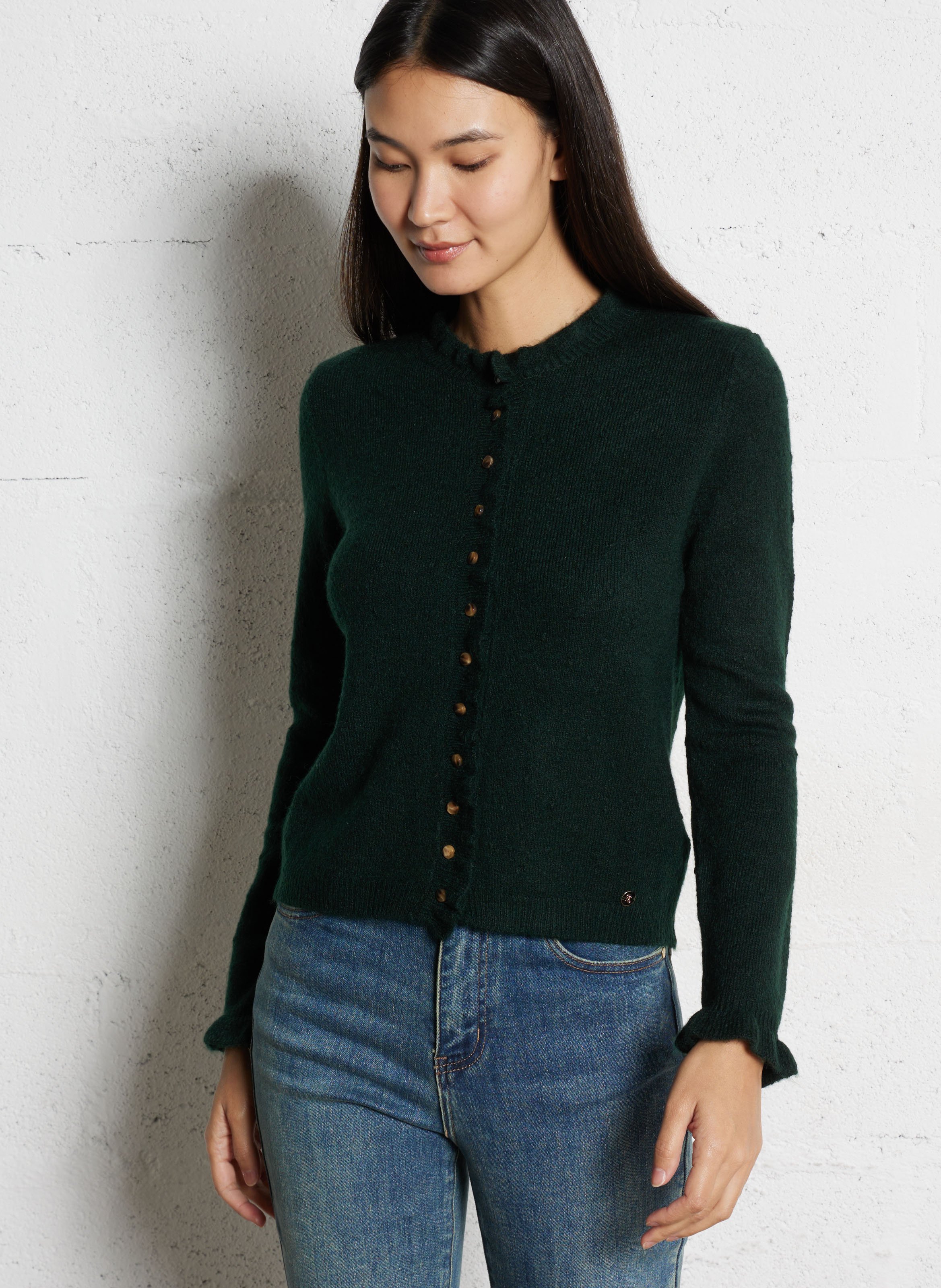 Gerade geschnittene Rundhals-Strickjacke LA PETITE ETOILE