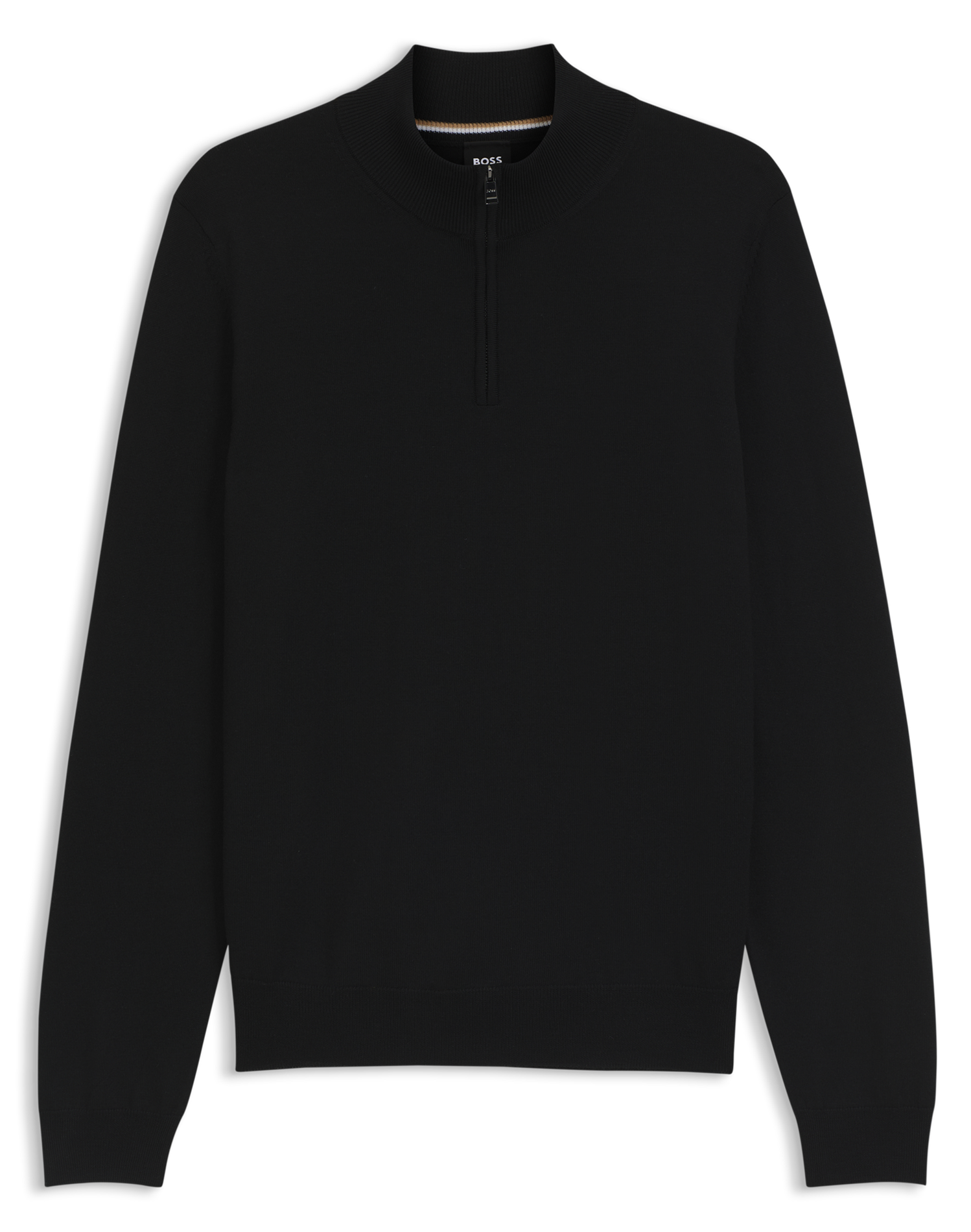 Zip-up high-neck wool sweater BOSS Black