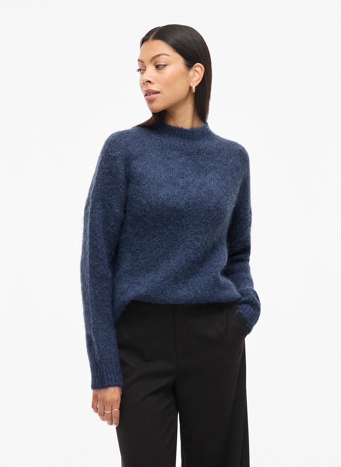 Rechte wollen trui met effen kleur VILA Blauw