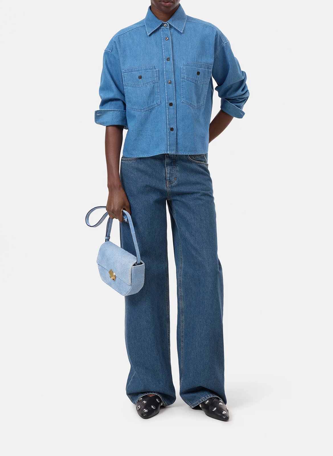 Chemise droite boutonnée en denim CLOSED Bleu