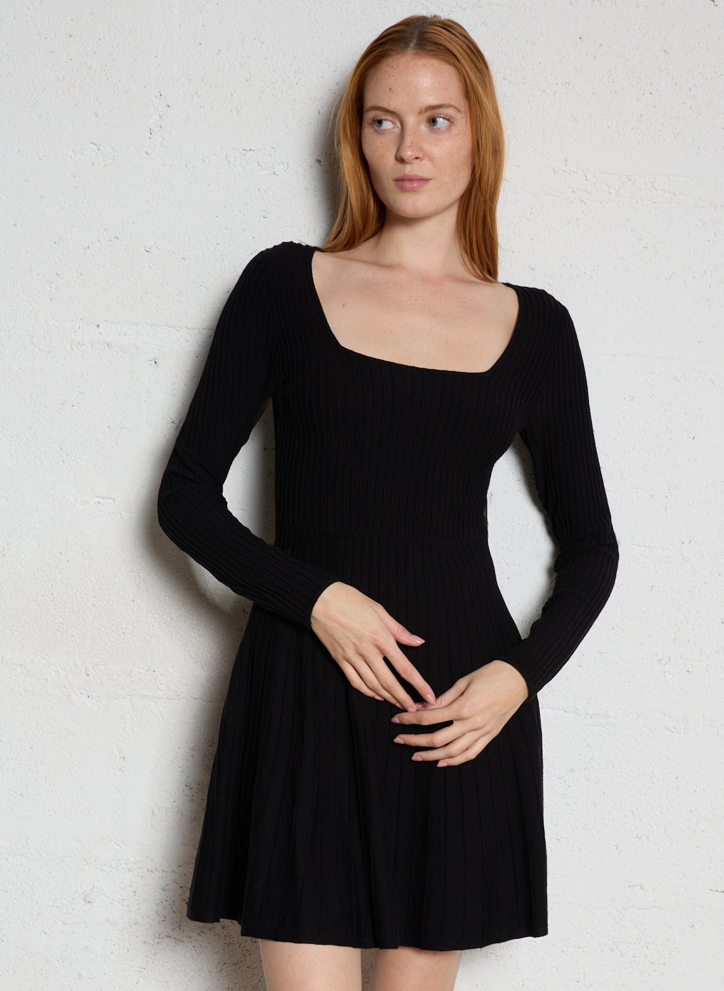 Short square-neck dress PETITE MENDIGOTE Black