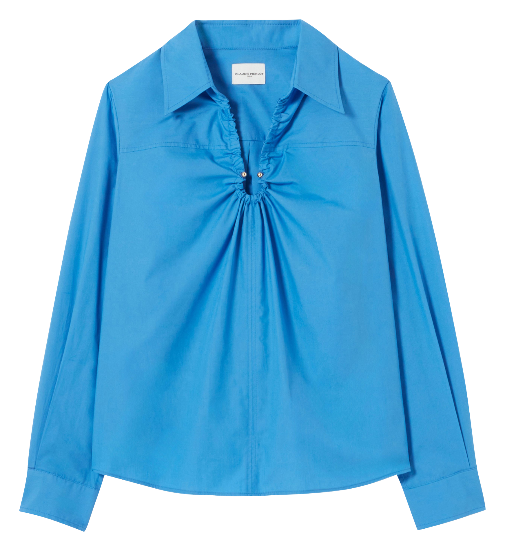Blouse col V en coton CLAUDIE PIERLOT Bleu
