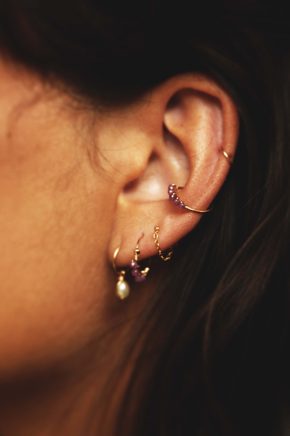 Priya Mini Hoop Earrings - Ruby YAY Pink