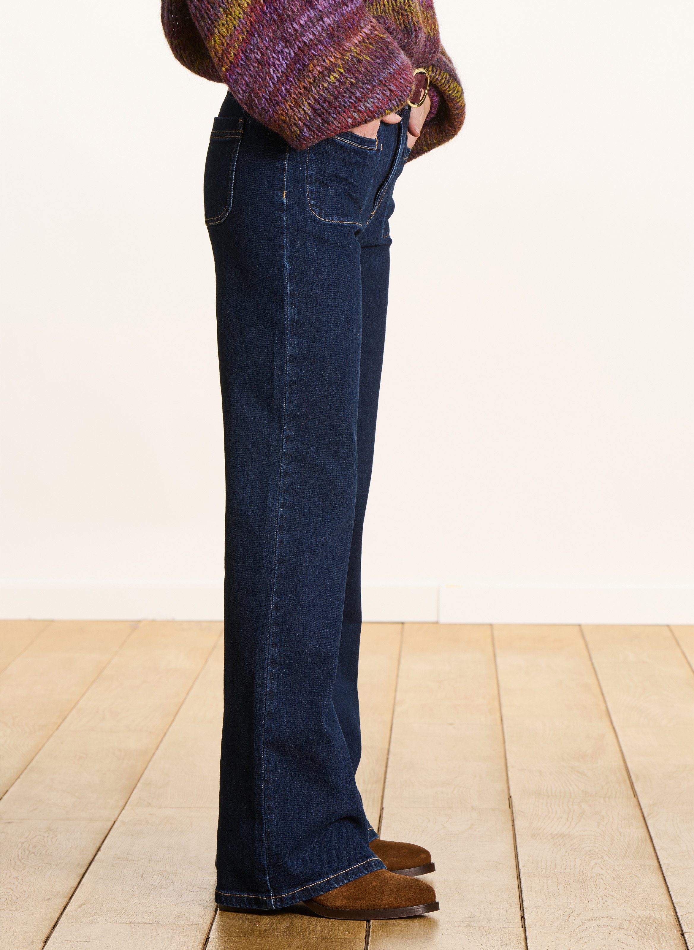 High-rise cotton-blend bootcut jeans LA FEE MARABOUTEE Blue