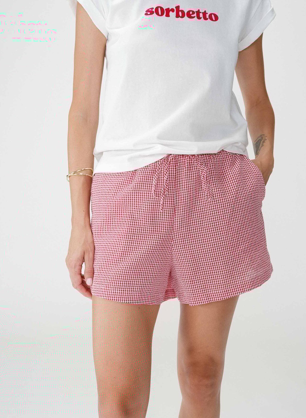 Short à carreaux GRACE ET MILA Rouge