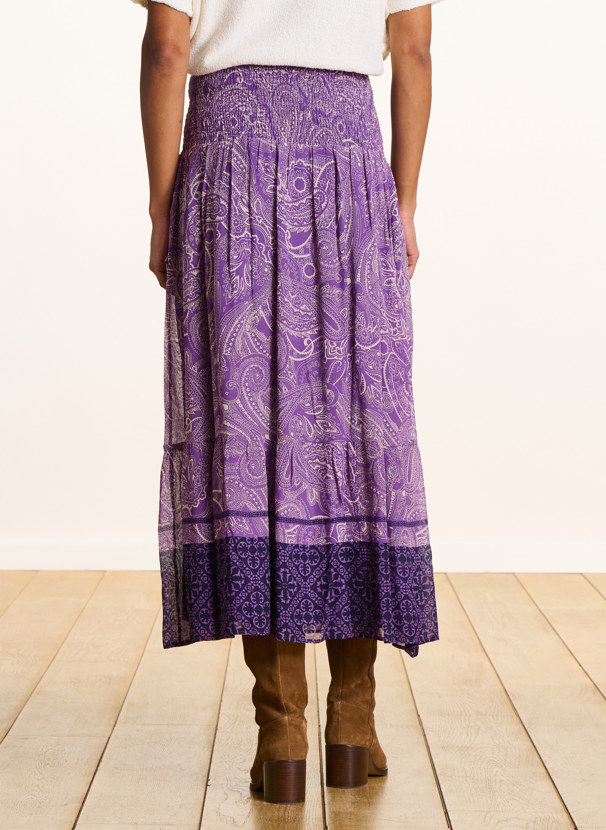 Long flared flowing skirt LA FEE MARABOUTEE Purple