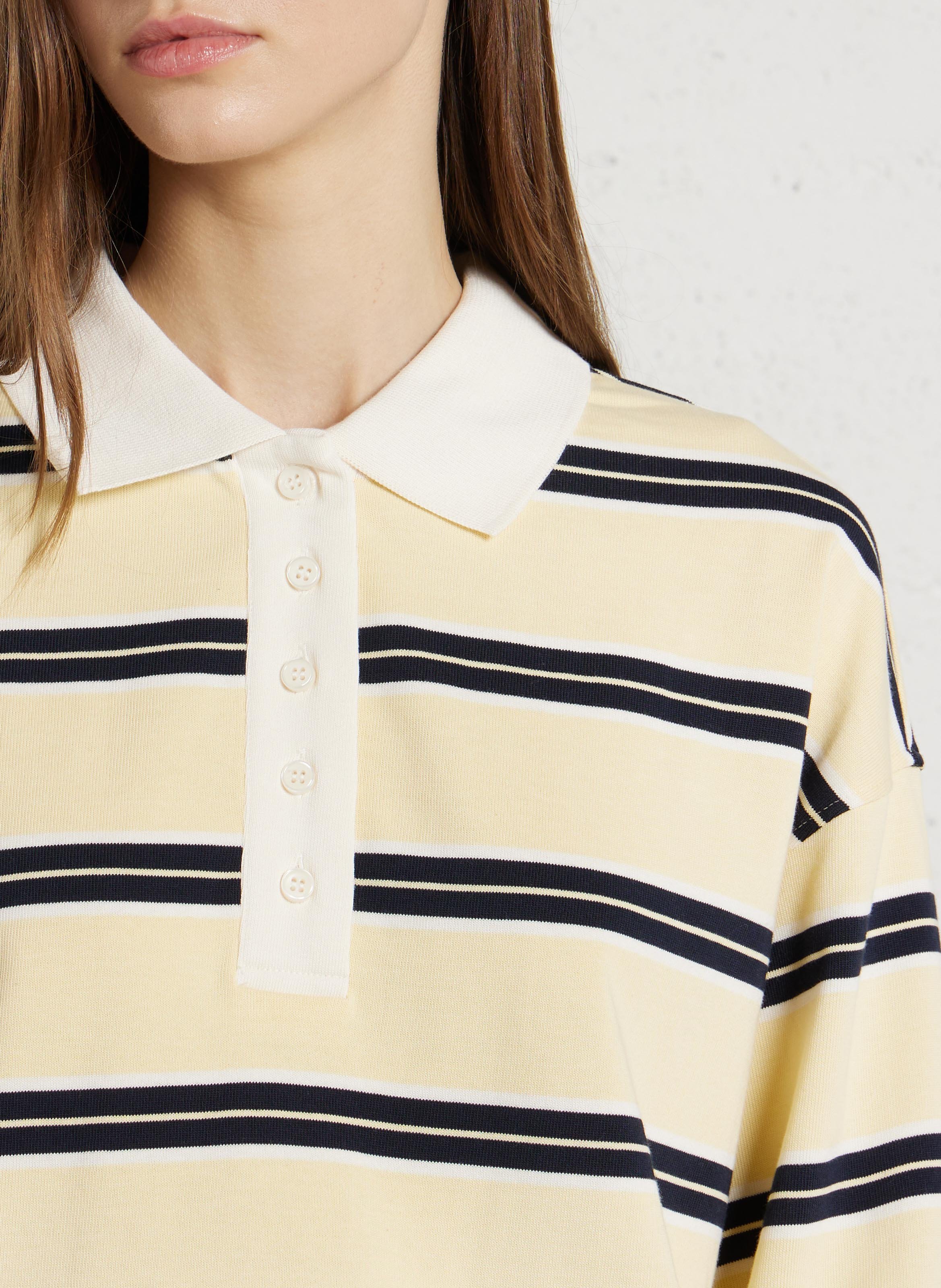 Polo manches longues droit rayé DES PETITS HAUTS Multicolore