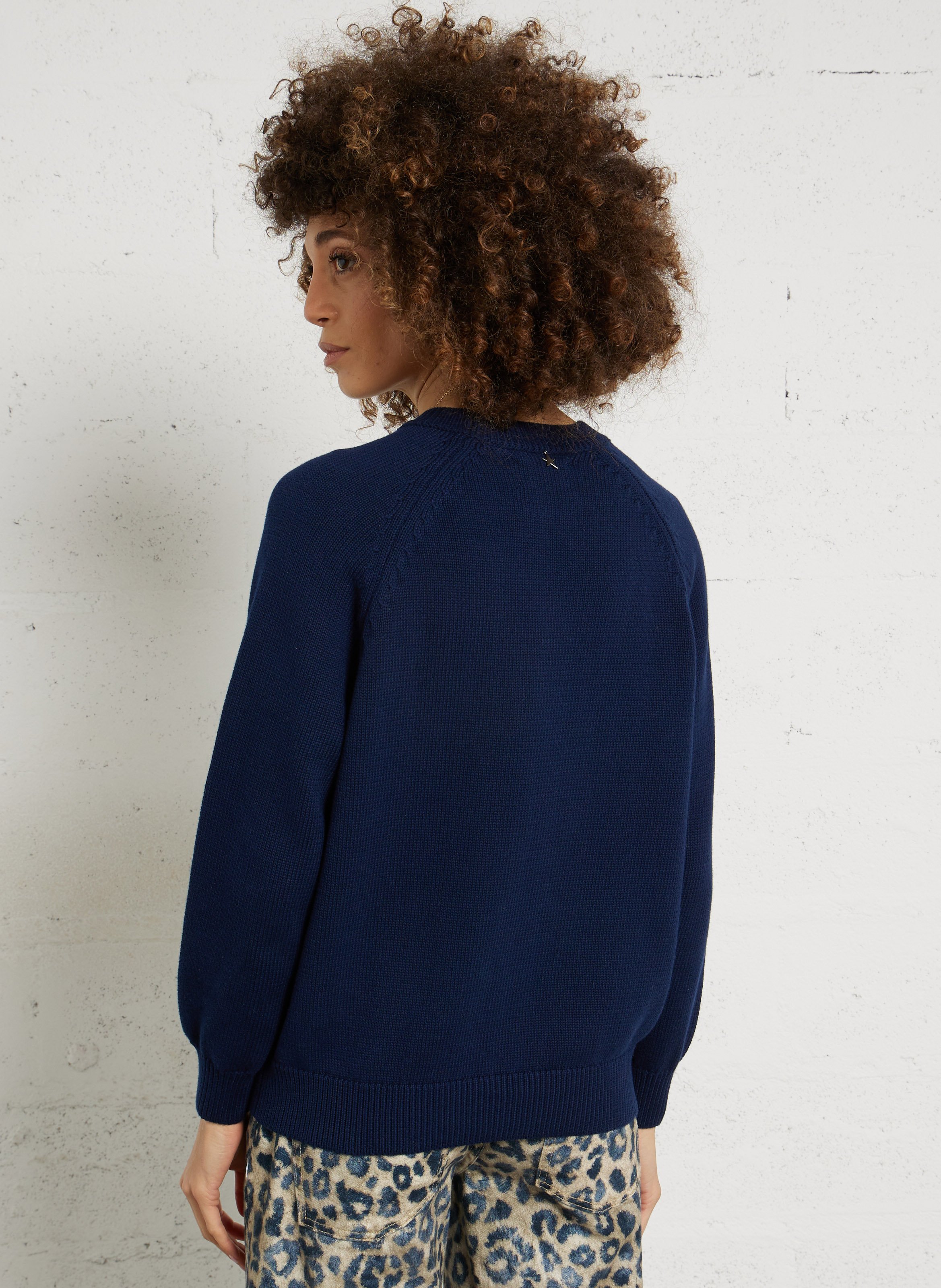 Pull droit col rond en coton SUD EXPRESS Bleu